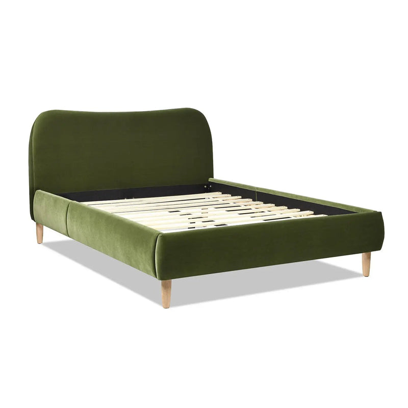 Roman - Curved Headboard Upholstered Platform Bed by HouseOfZazla