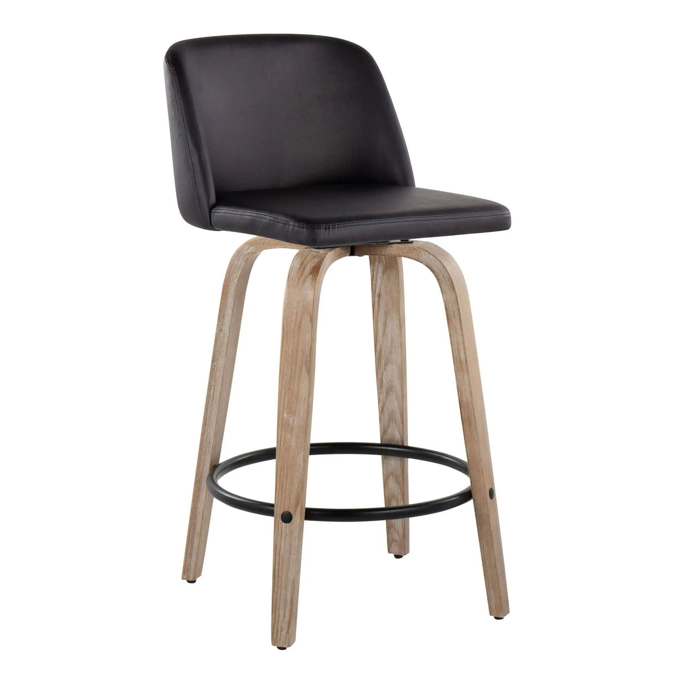 Toriano - Contemporary Fixed-Height Counter Stool & Swivel With Round Footrest (Set of 2) by HouseOfZazla