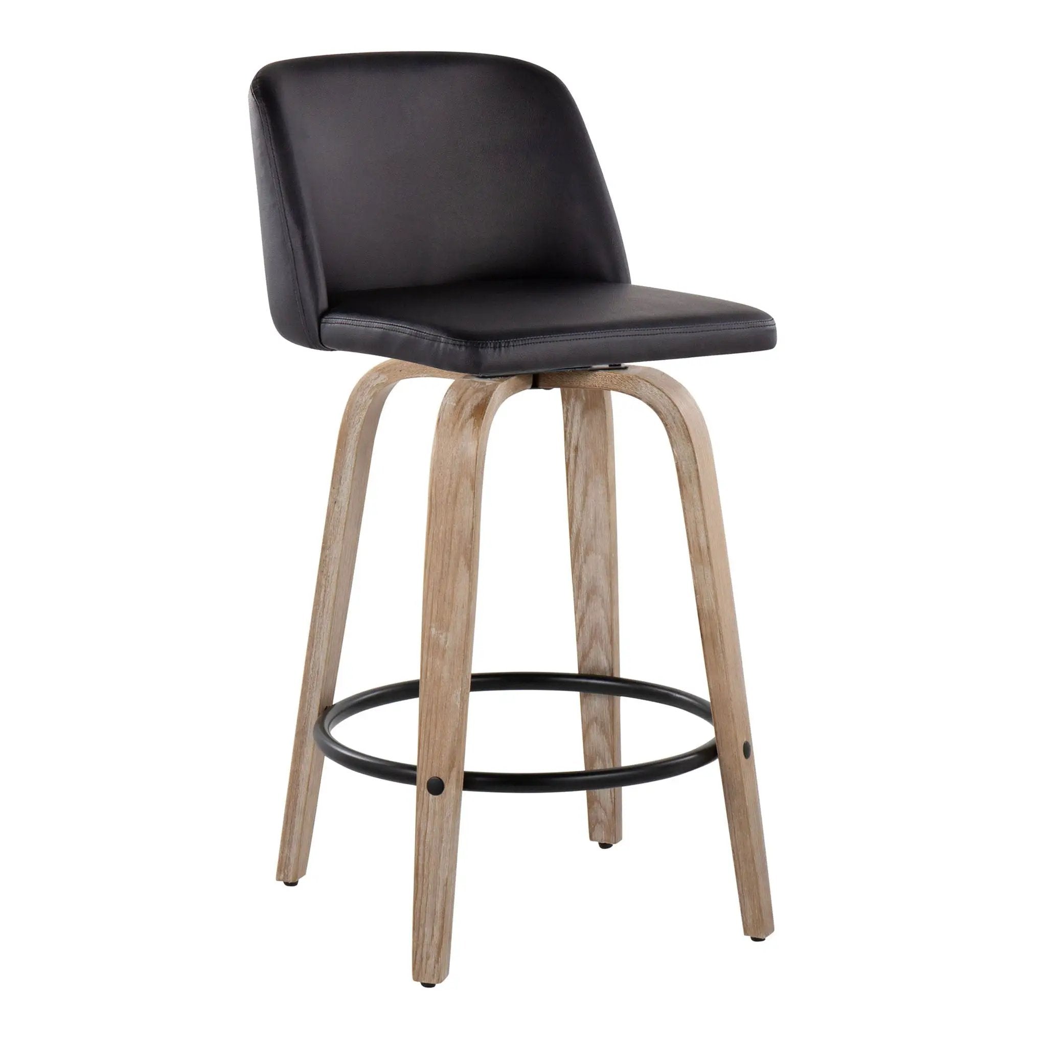Toriano - Contemporary Fixed-Height Counter Stool & Swivel With Round Footrest (Set of 2) by Unique Piece Furniture