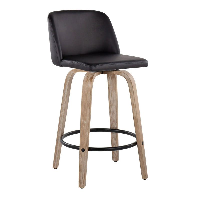 Toriano - Contemporary Fixed-Height Counter Stool & Swivel With Round Footrest (Set of 2) by Unique Piece Furniture