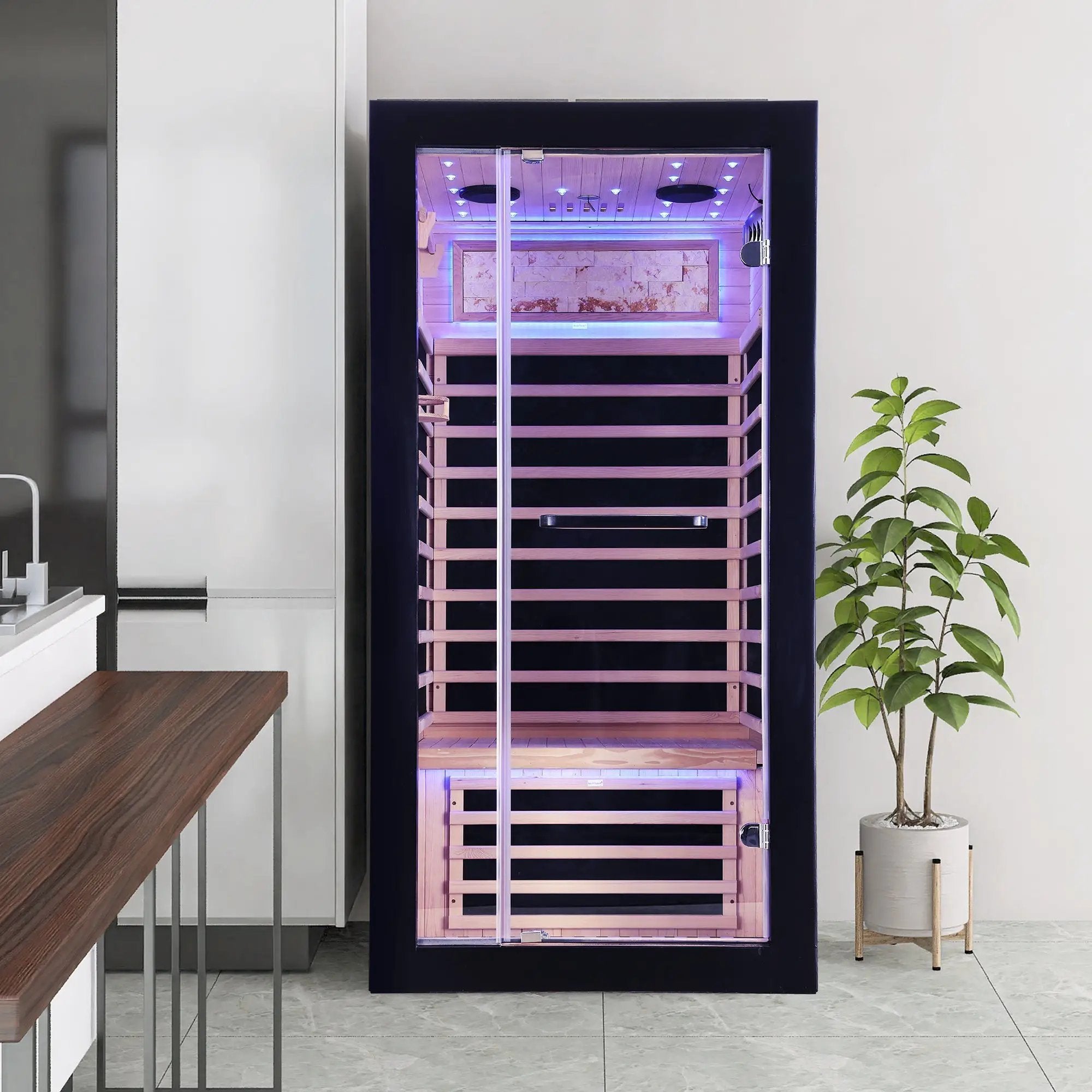 Single-person starlight ceiling lighting sauna by HouseOfZazla