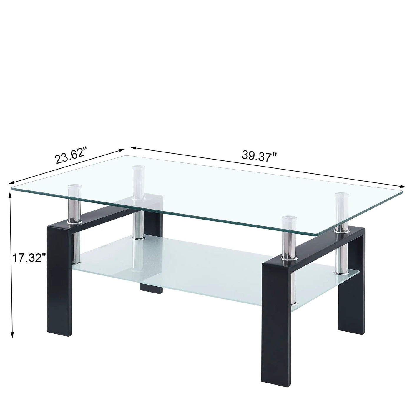 Luxury Modern Tempered Glass Coffee Table with 2 Layers by HouseOfZazla