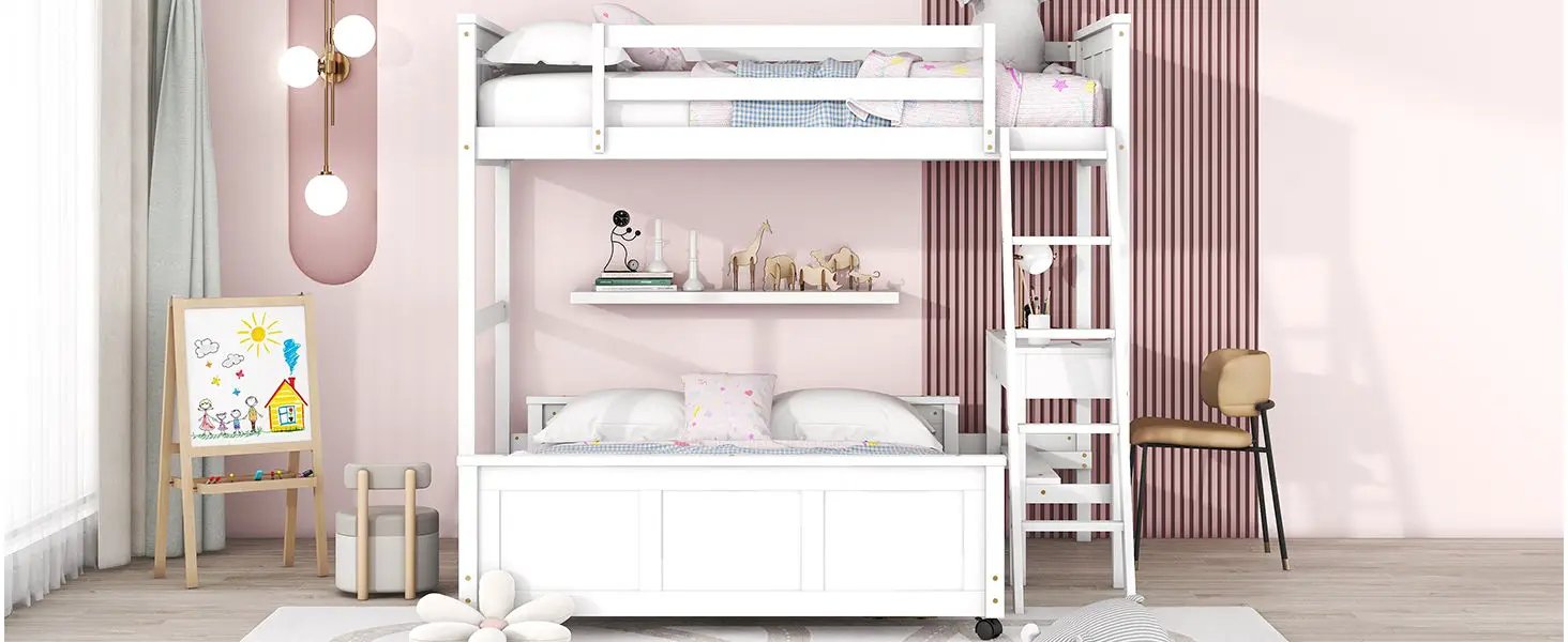 Full Over Full Bunk Bed With Desk