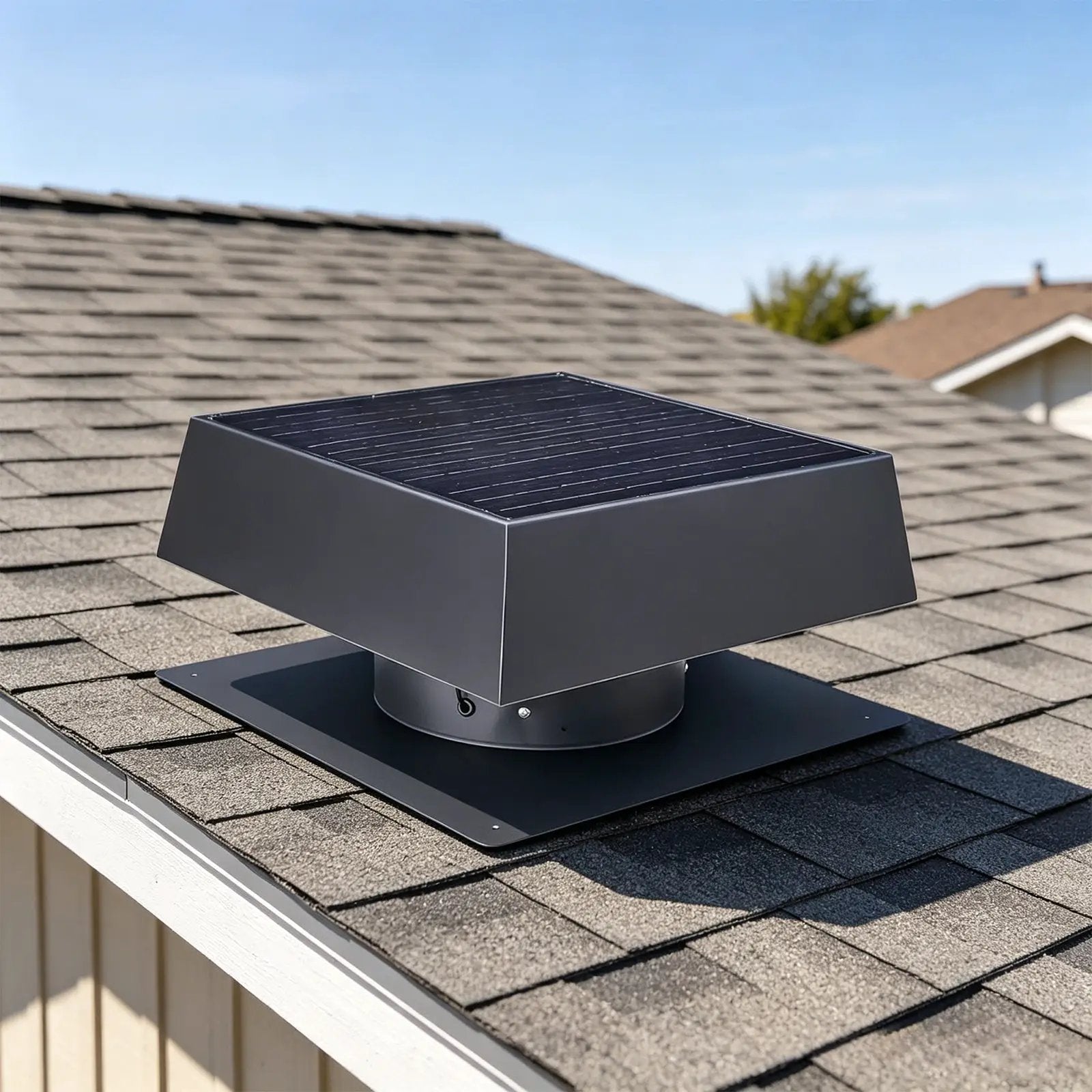 12" Flush Mount Trapezoid Solar Attic Vent with Dual Power Roof Exhaust Fan by HouseOfZazla