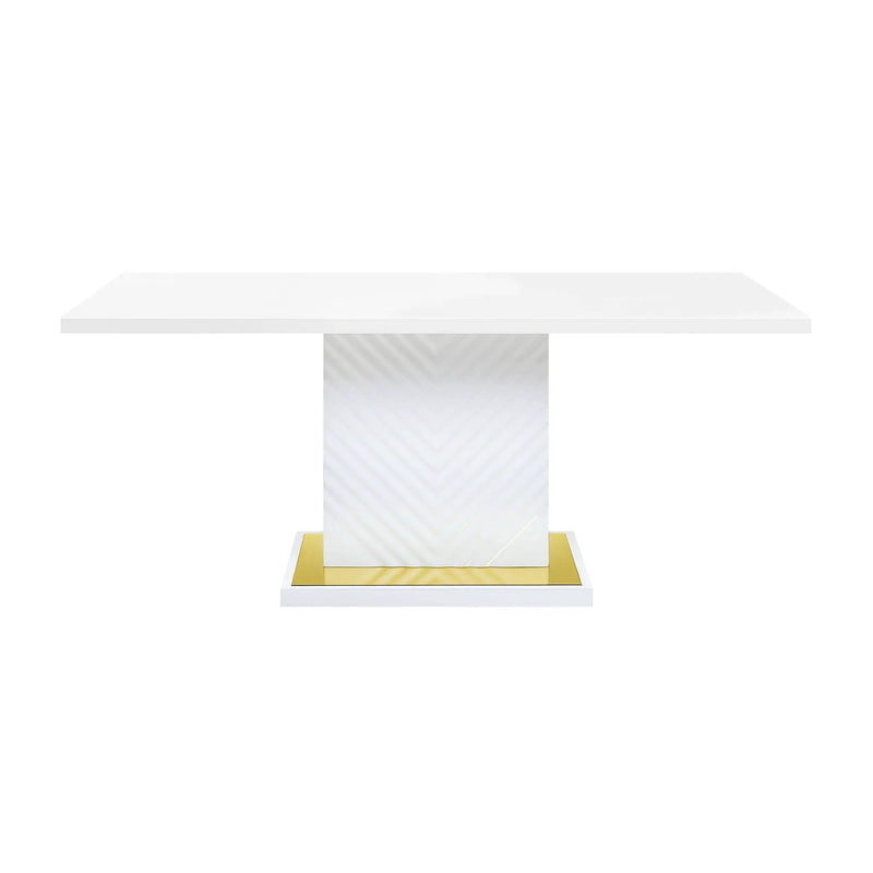 Gaines - High Gloss Dining Table With Pedestal Base by Unique Piece Furniture
