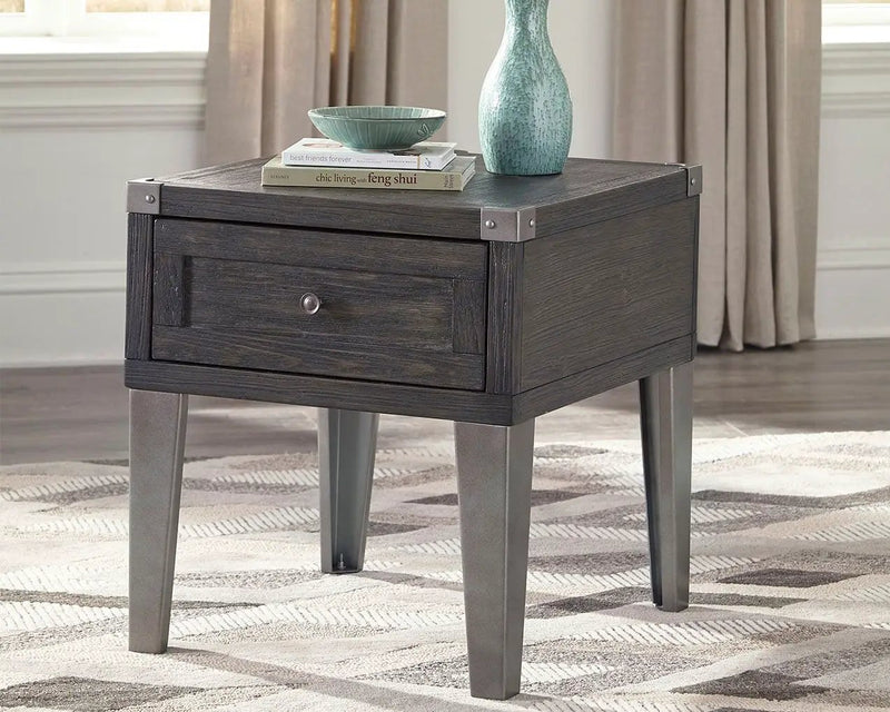 Todoe - Rectangular End Table - Dark Gray by Unique Piece Furniture