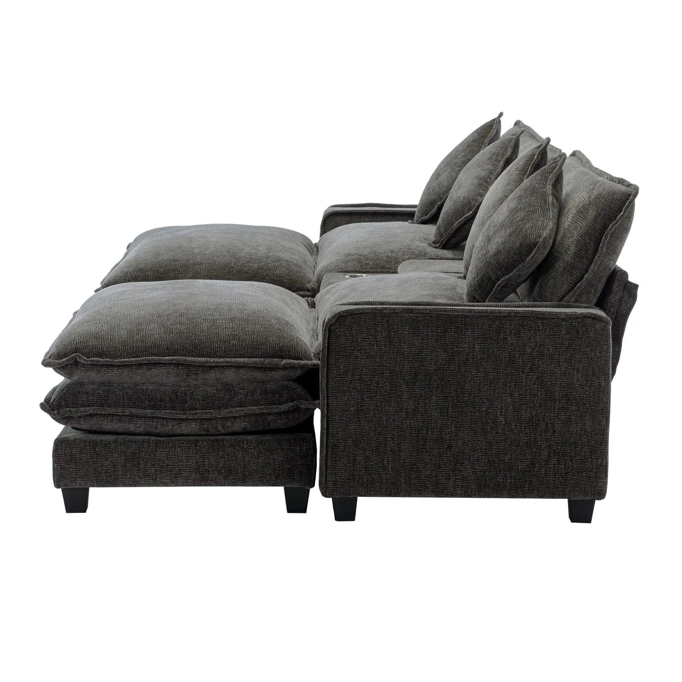 Modern Sectional Sofa With Removable Ottomans, USB Ports by HouseOfZazla