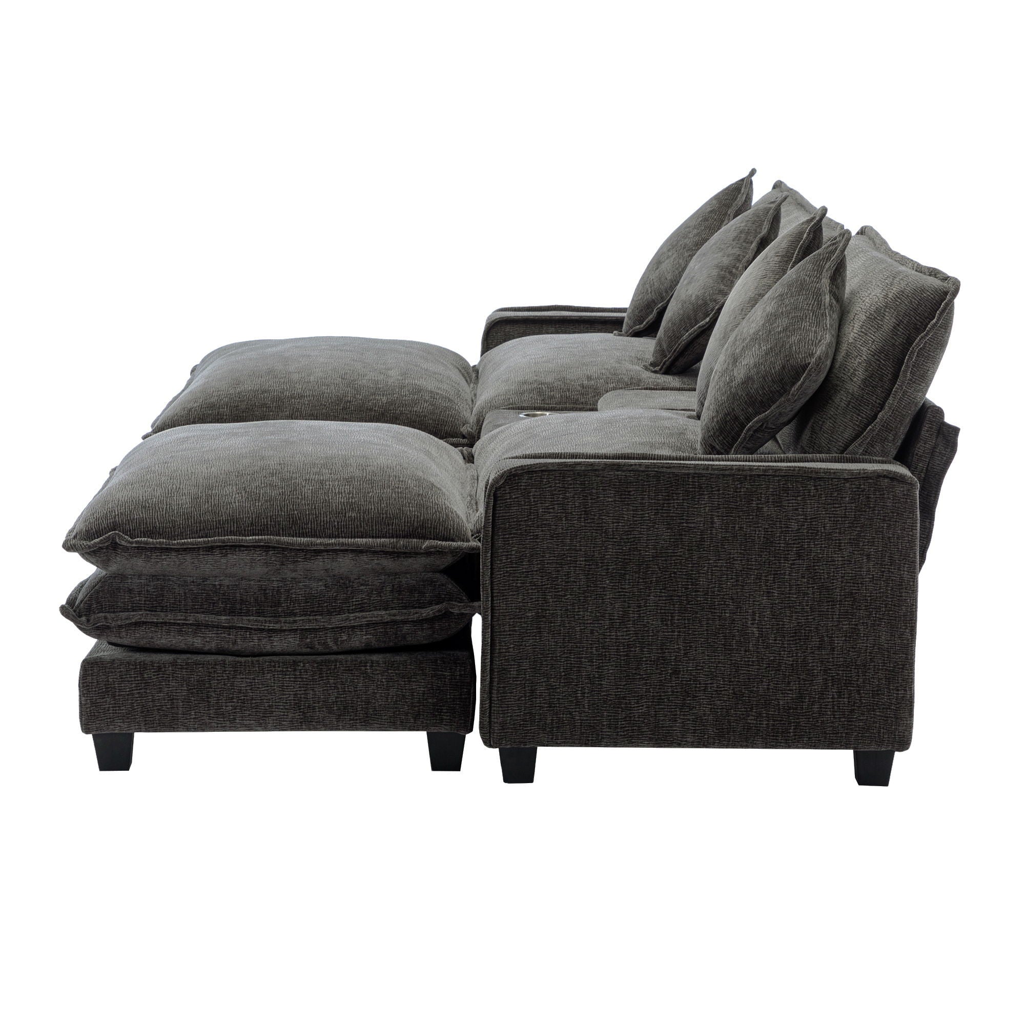 Modern Sectional Sofa With Removable Ottomans, USB Ports by HouseOfZazla