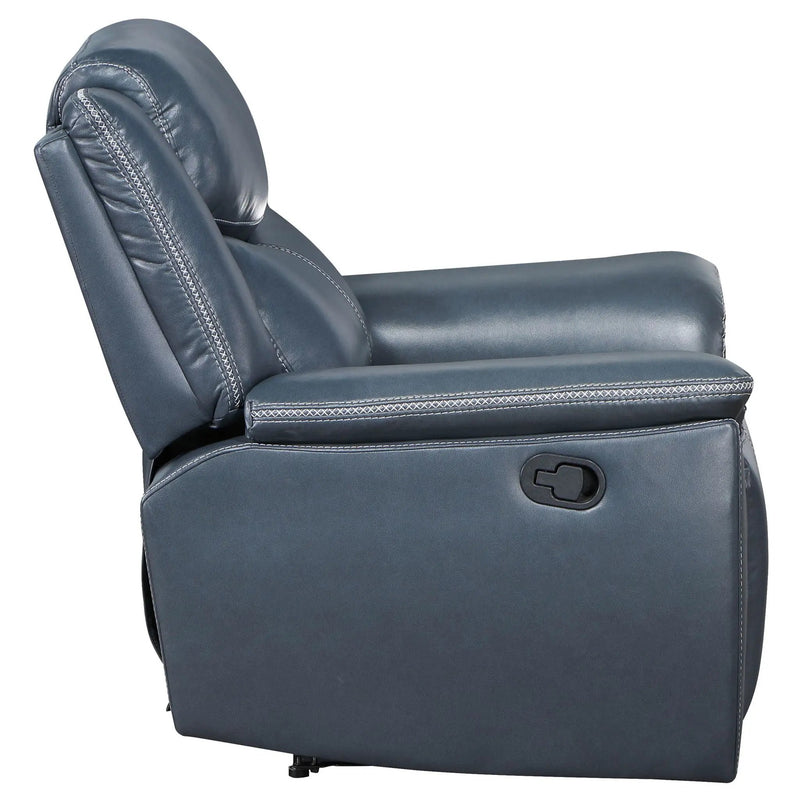 Brier - Upholstered Padded Arm Recliner Chair With Manual Recline And Pillowtop Arms - Blue by HouseOfZazla