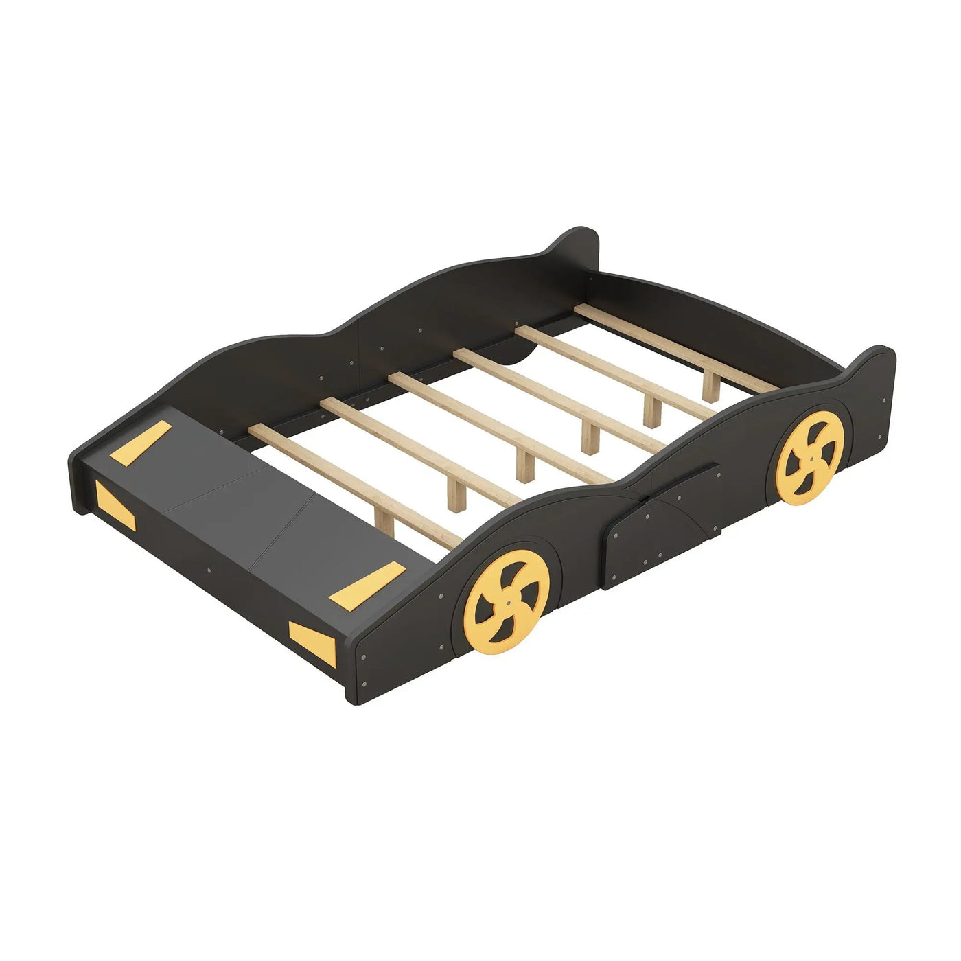Race Car Shaped Platform Bed With Wheels And Storage by HouseOfZazla