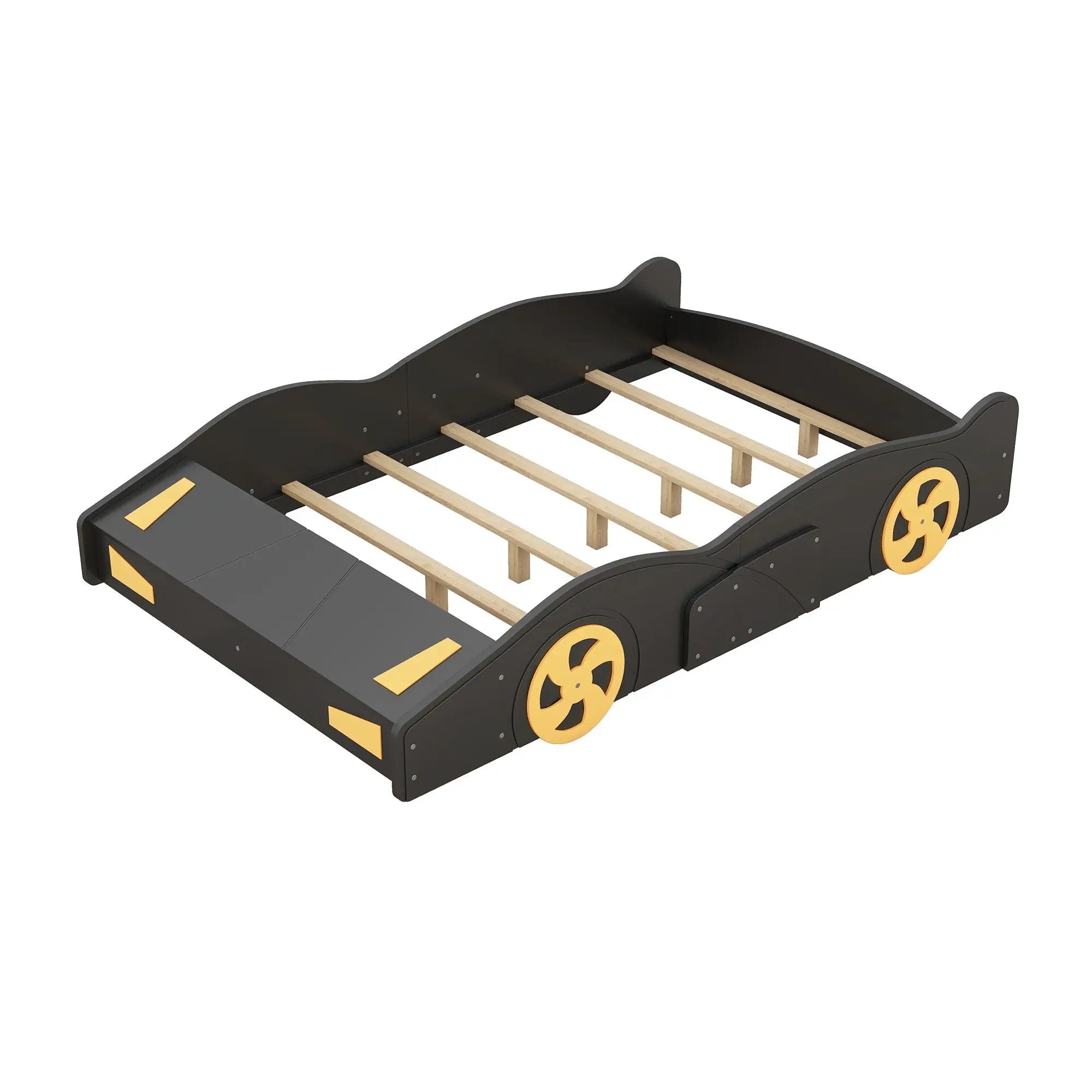 Race Car Shaped Platform Bed With Wheels And Storage by HouseOfZazla