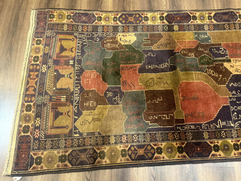 Afghan Rug 4x7, Map of Afghanistan, Tribal Rug, Balouch Rug, New by Jewel Rugs