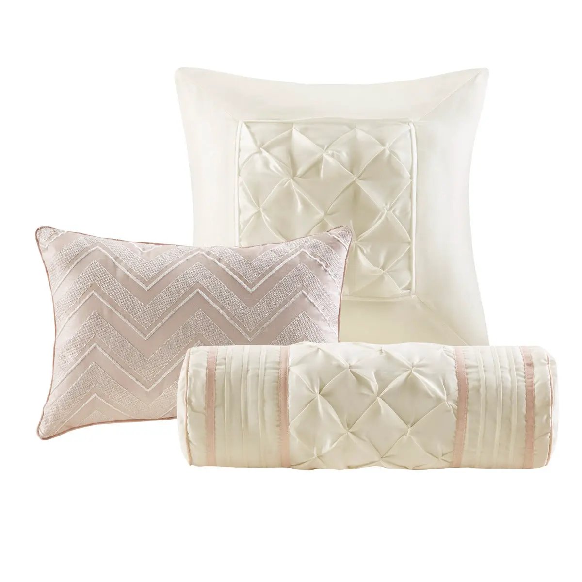 7 Piece Tufted Comforter Set Blush Full by HouseOfZazla