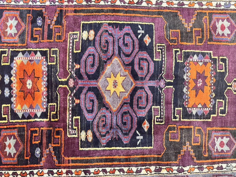 Persian Tribal Rug 5x6, Persian Nahavand Rug, Purple, Geometric Vintage Wool Handmade Carpet by Jewel Rugs