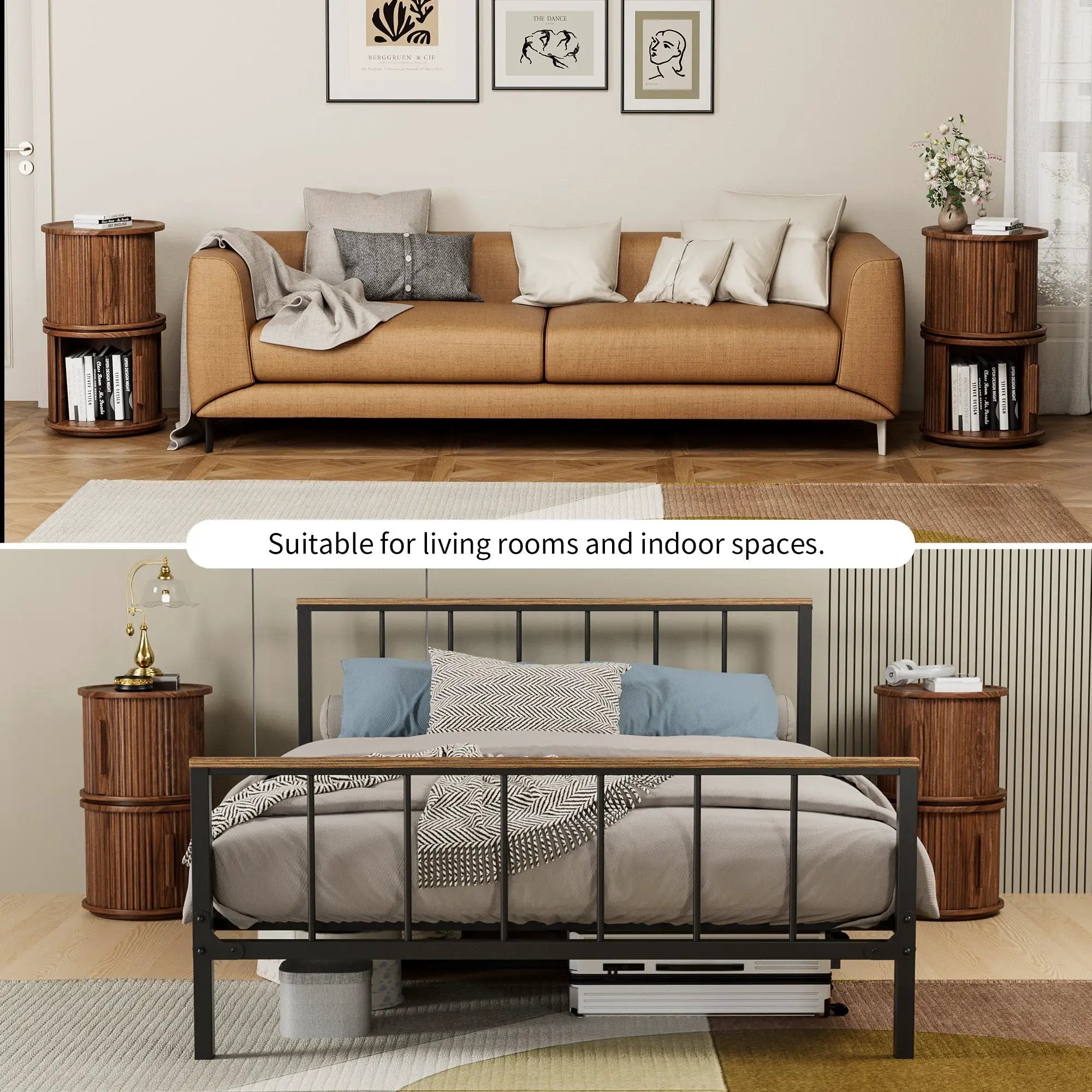 4-Piece Round Coffee Table Set with Sliding Door Storage by HouseOfZazla