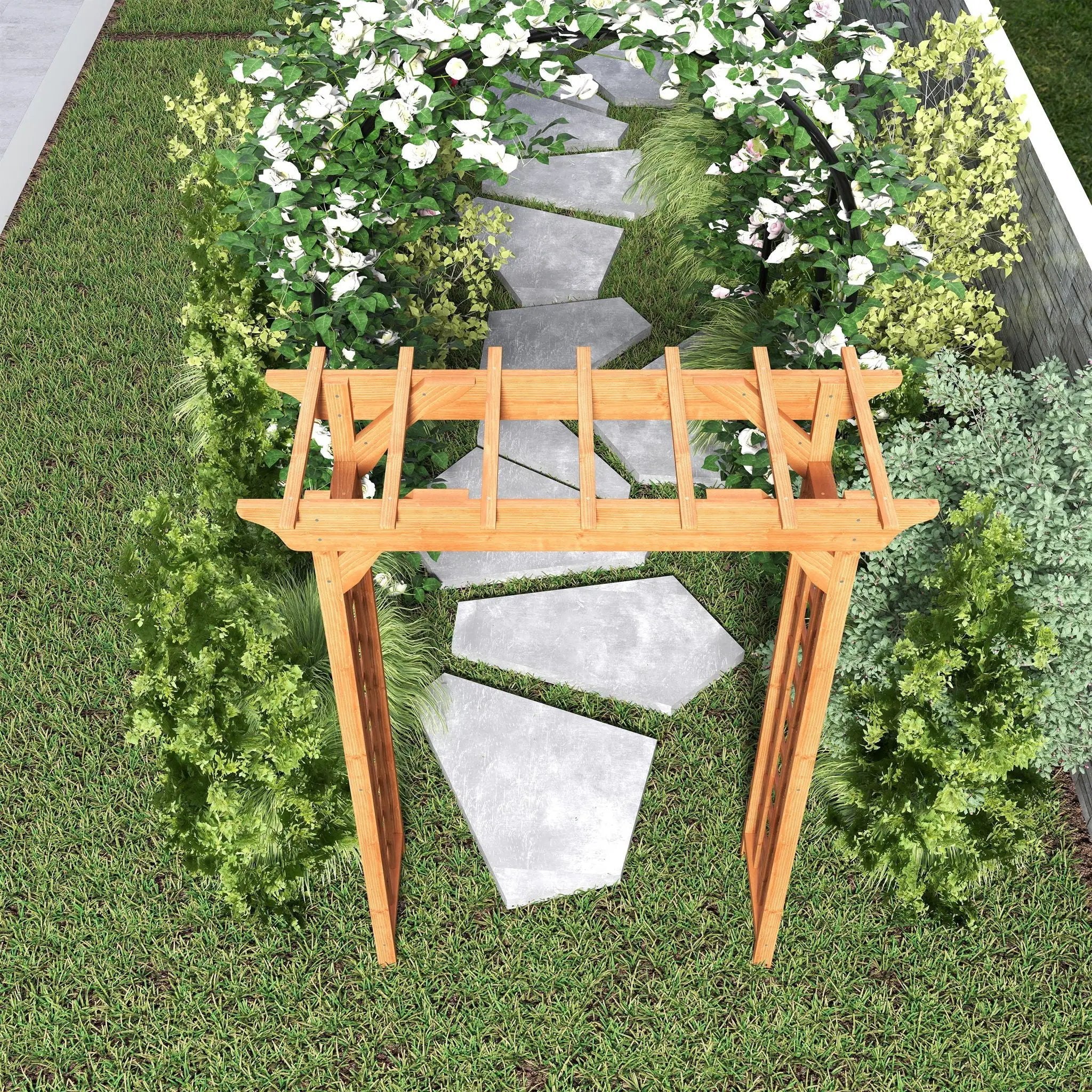 Arbor, Wedding Arch For Ceremony, Trellis For Plant Climbing, Christmas Decor Pergola For Garden Backyard - Yellow by HouseOfZazla