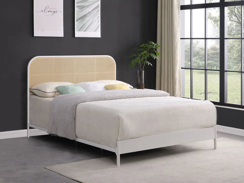 Amherst Radio Weave Rattan Metal Queen Bed White by Unique Piece Furniture