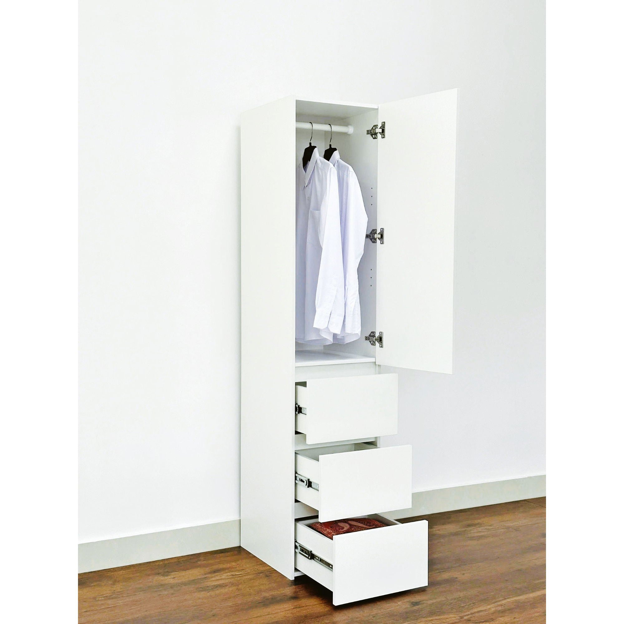 Elise - Slim Modular Closet Cabinet With Drawers - White by HouseOfZazla