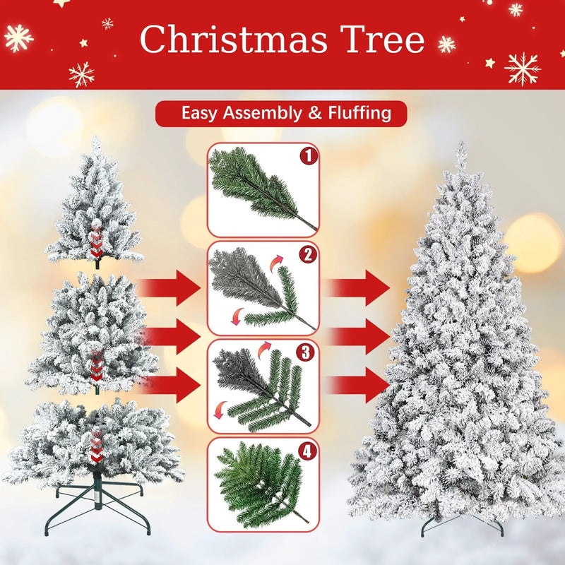 5FT Flocked Christmas Tree with Pine Cones by HouseOfZazla