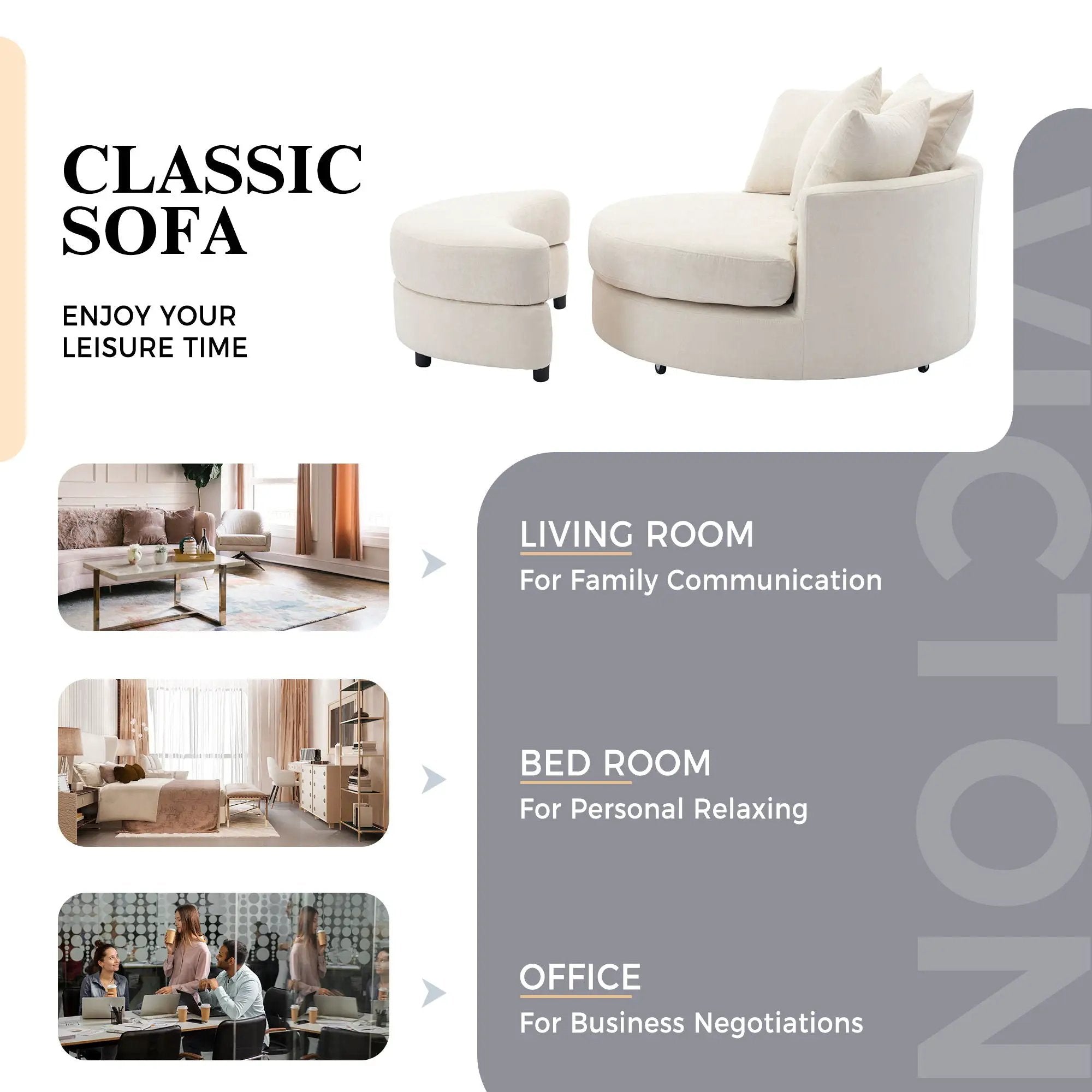 360° Swivel Accent Barrel Chair With Storage Ottoman & 4 Pillows, Modern Leisure Chair Round Accent For Living Room by HouseOfZazla