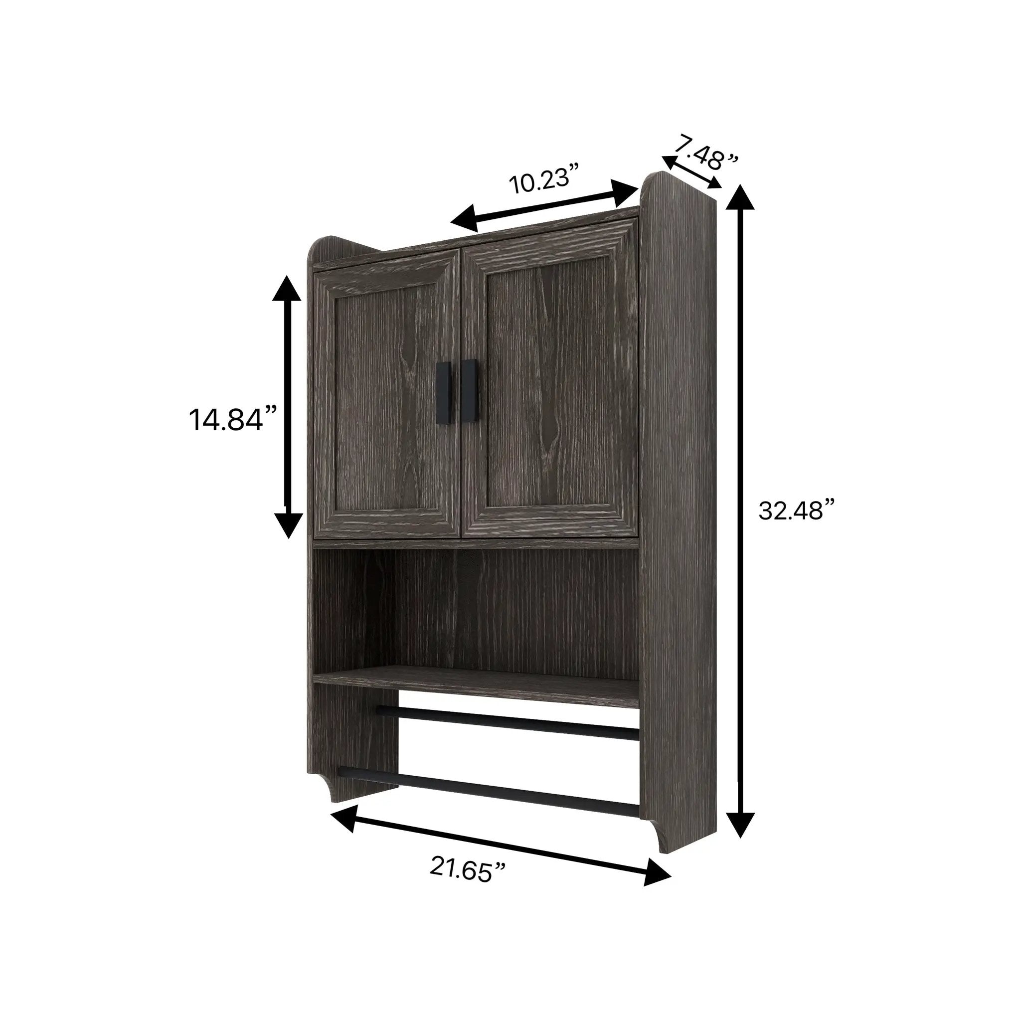 Bathroom Wall Cabinet with Doors, Adjustable Shelf, Towel Bar and Paper Holder by HouseOfZazla