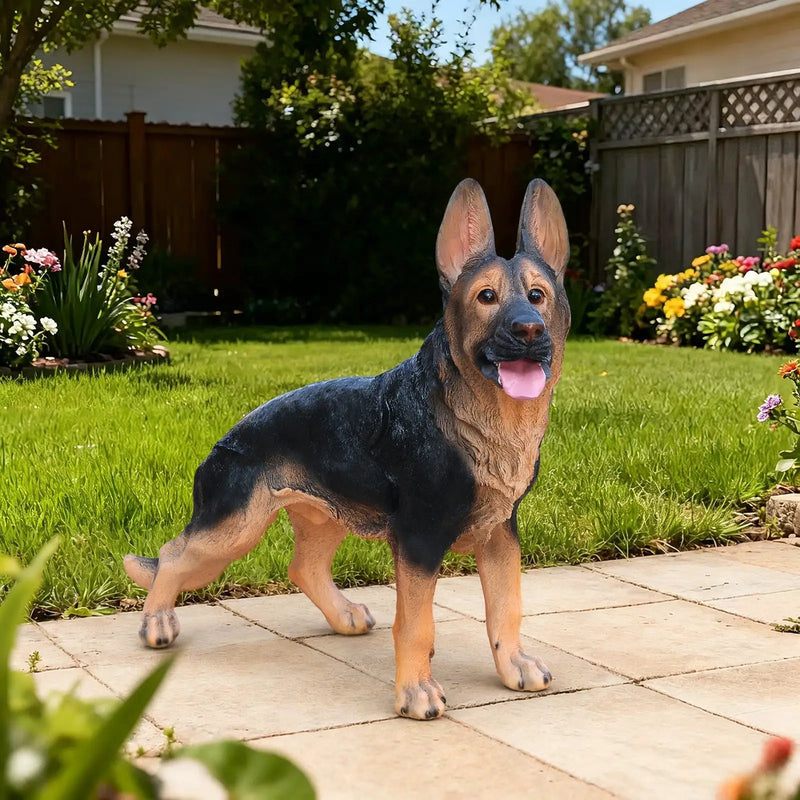 Outdoor German Shepherd Dog Statue Greeter Garden Decor by HouseOfZazla