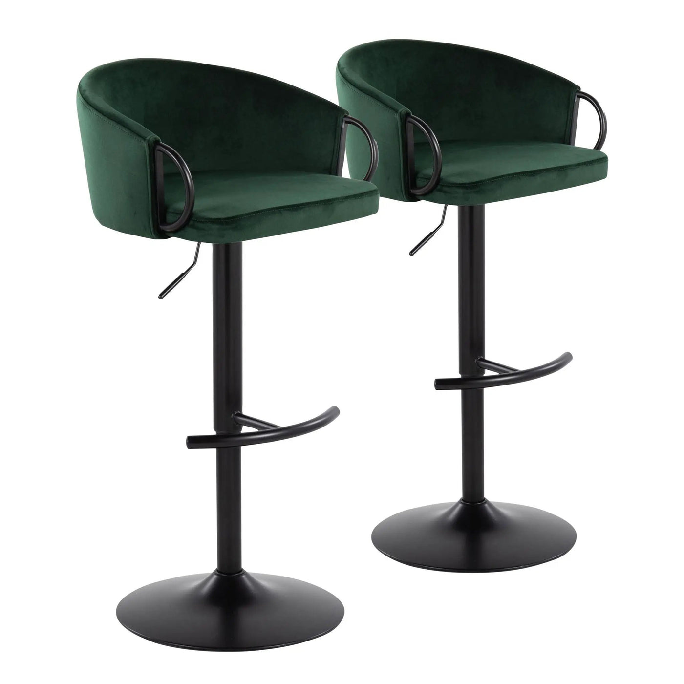 Claire - Contemporary Adjustable Barstool With Swivel With Rounded T Footrest (Set of 2) by HouseOfZazla