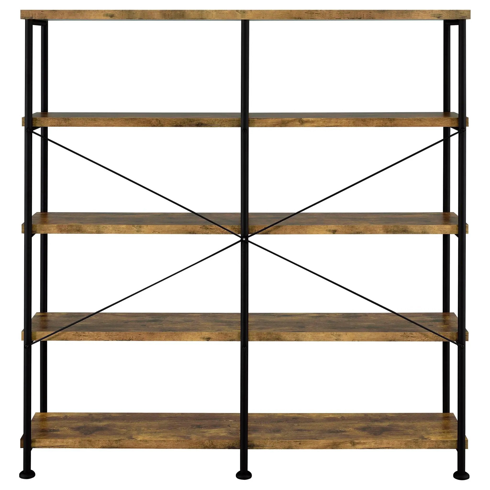 Analiese 63-inch 4-shelf Double Bookshelf Rustic Nutmeg by Unique Piece Furniture