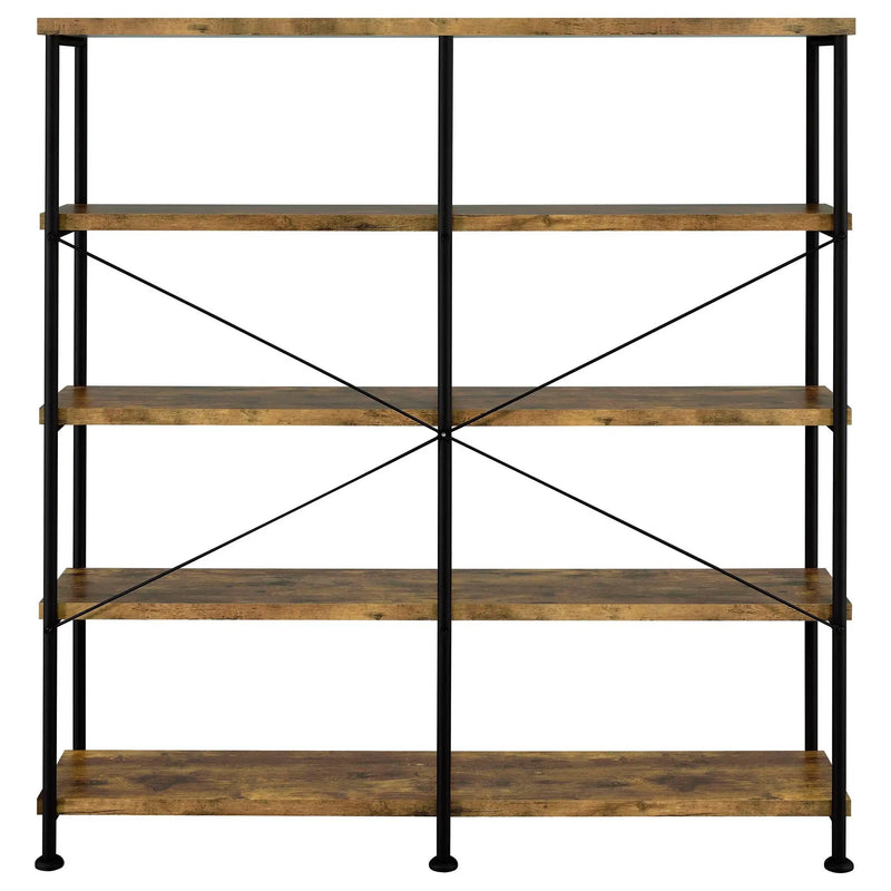 Analiese 63-inch 4-shelf Double Bookshelf Rustic Nutmeg by Unique Piece Furniture