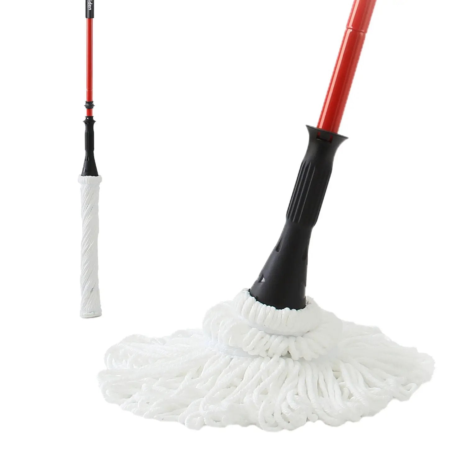 Ultra Fine Fiber Twist Mop With 57.5 Inch Long Handle For Dry And Wet Floor Cleaning - Red by HouseOfZazla