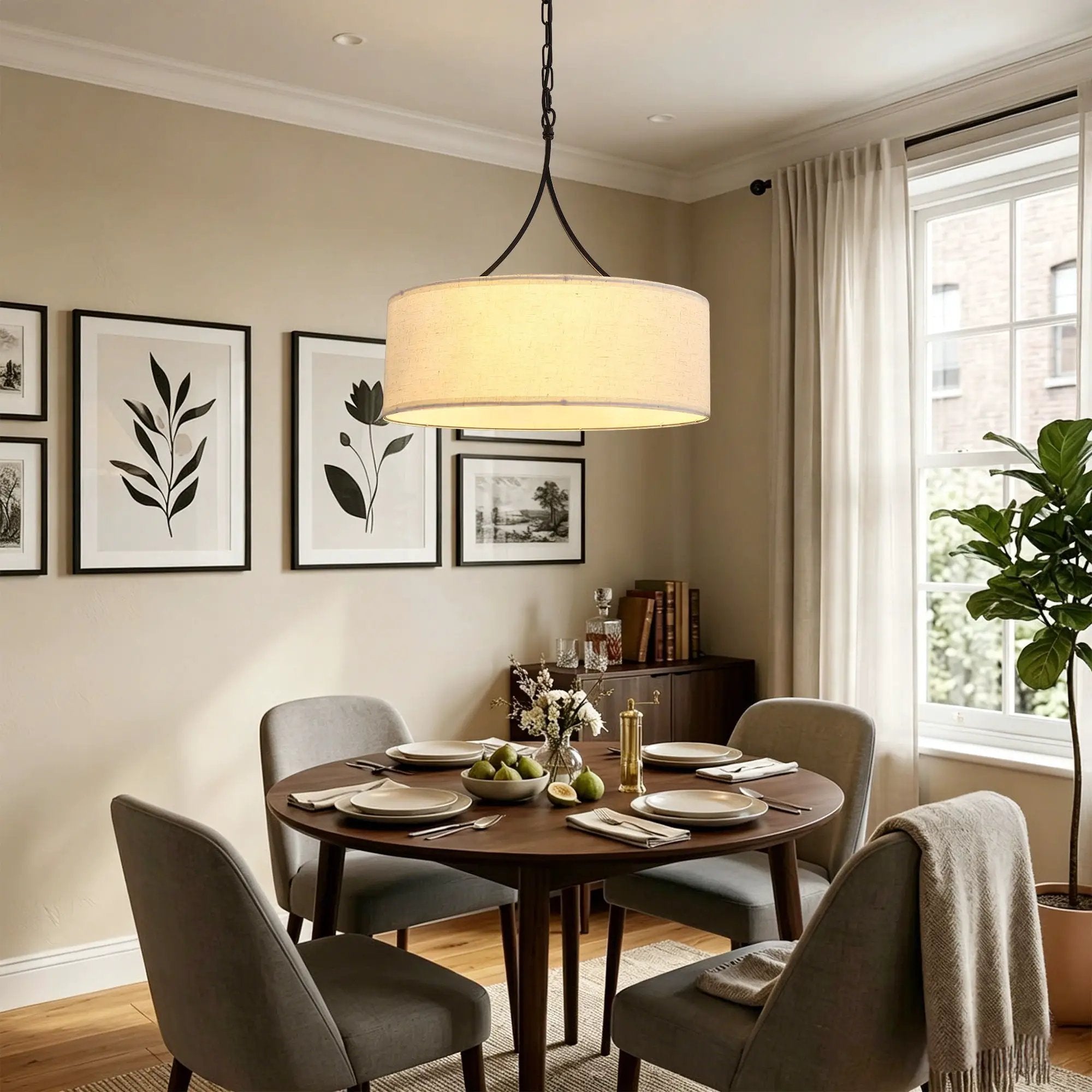 3 Light Drum Pendant Light by Unique Piece Furniture