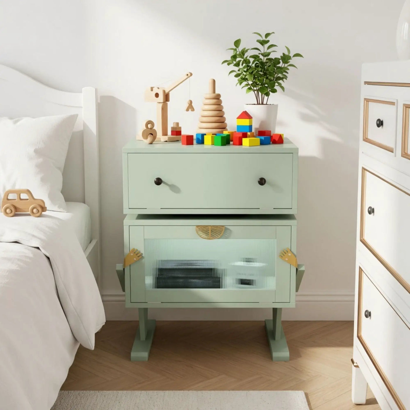 Robot LED Nightstand With 360° Rotating Drawer by HouseOfZazla
