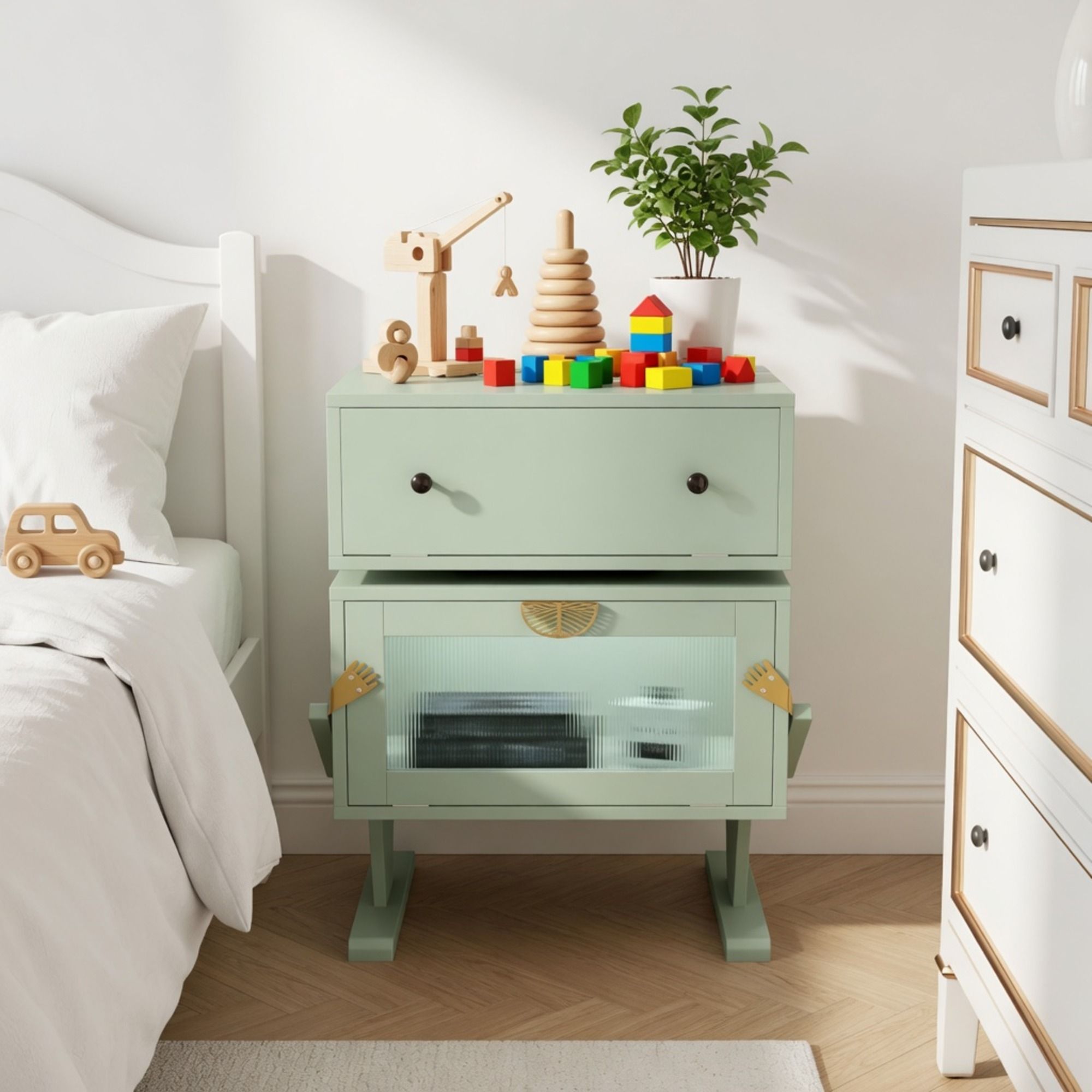 Robot LED Nightstand With 360° Rotating Drawer by HouseOfZazla