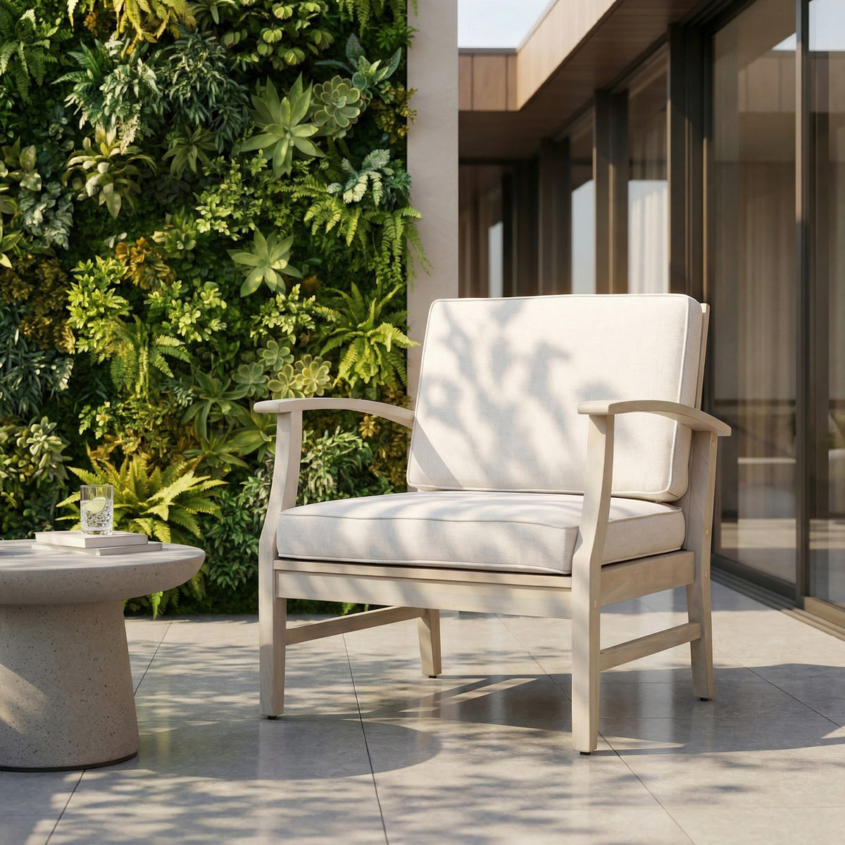 Perla Club Chair Light Patio Seating with Water-Resistant Cushions - Light
