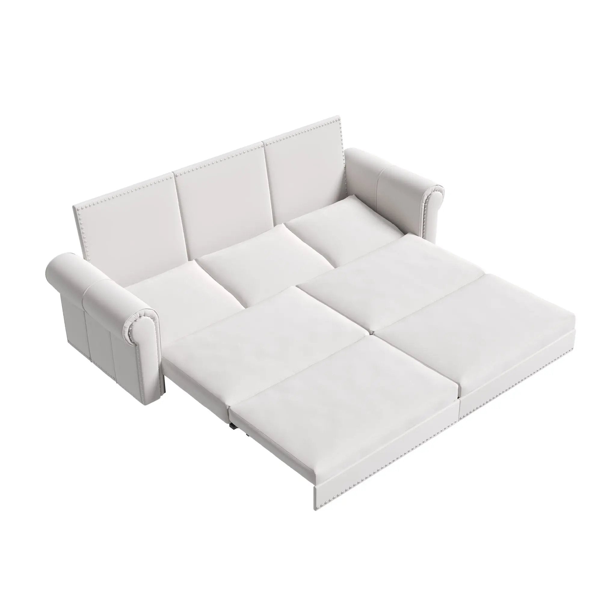 Pull Out Sofa Bed 3 In 1 Convertible Sleeper Sofa With Nailhead Trim & Rolled Arm, Multi Functional by HouseOfZazla