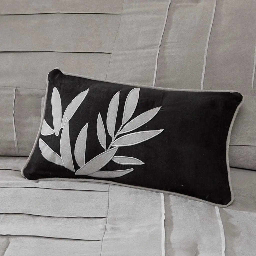 7 Piece Faux Suede Comforter Set Grey Queen by HouseOfZazla