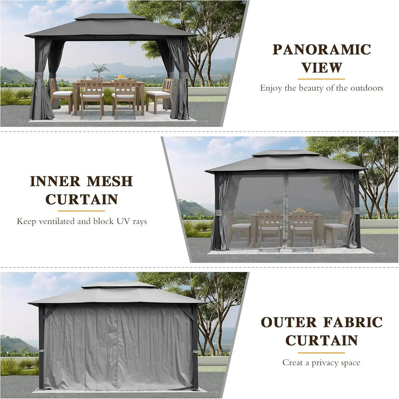 10'x13' Outdoor Gazebo with Double Roof and Mosquito Netting by HouseOfZazla