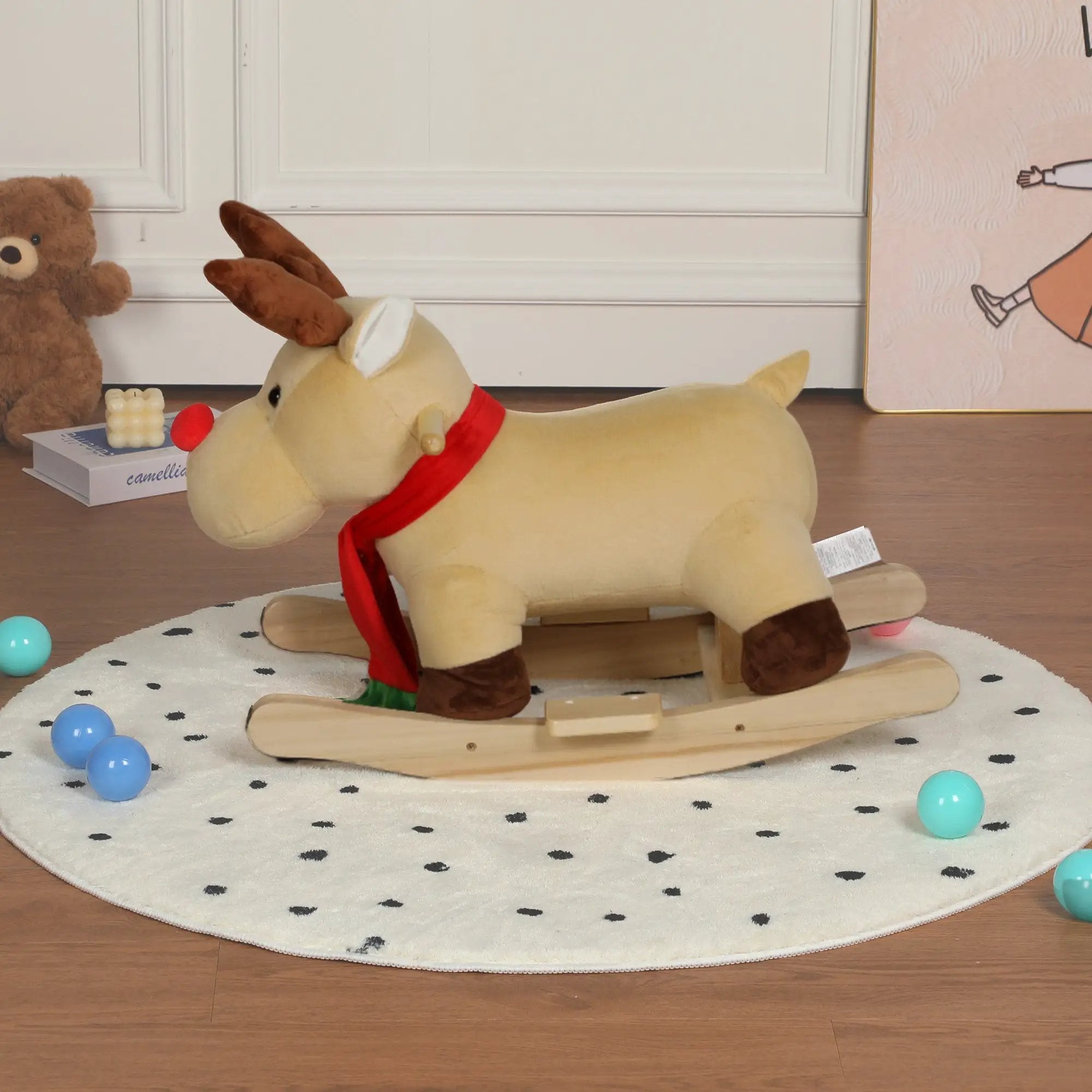 Kids Ride-On Rocking Horse Toy with Jingle Bells by HouseOfZazla