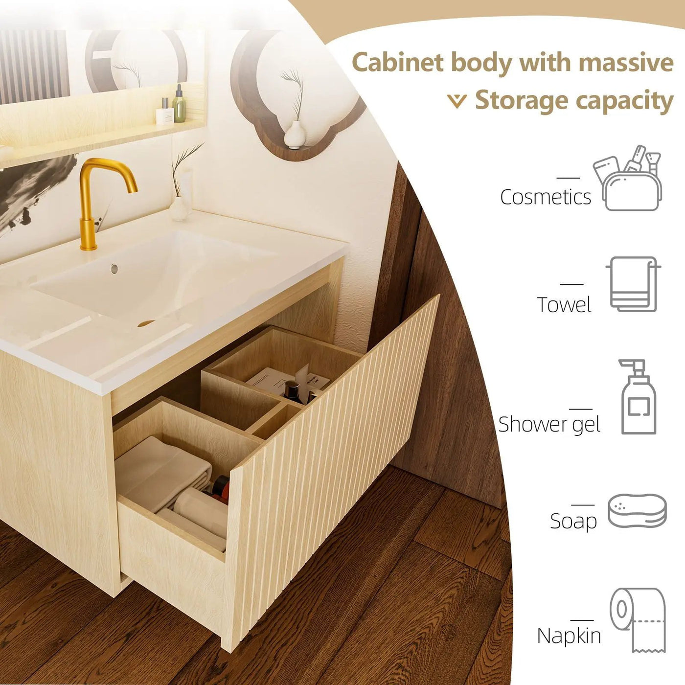 Wall Mounted Floating Bathroom Vanity With Sink And Drawers by HouseOfZazla