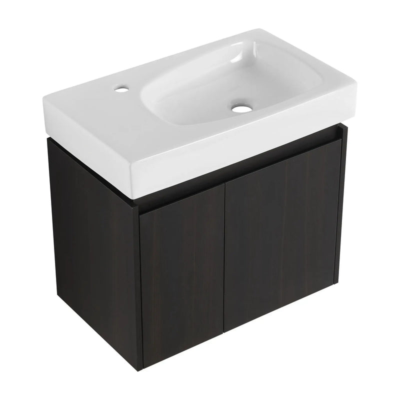Modern Bathroom Vanity With Ceramic Basin, Wall Mounted Floating Sink Combo, Storage Cabinet by Unique Piece Furniture