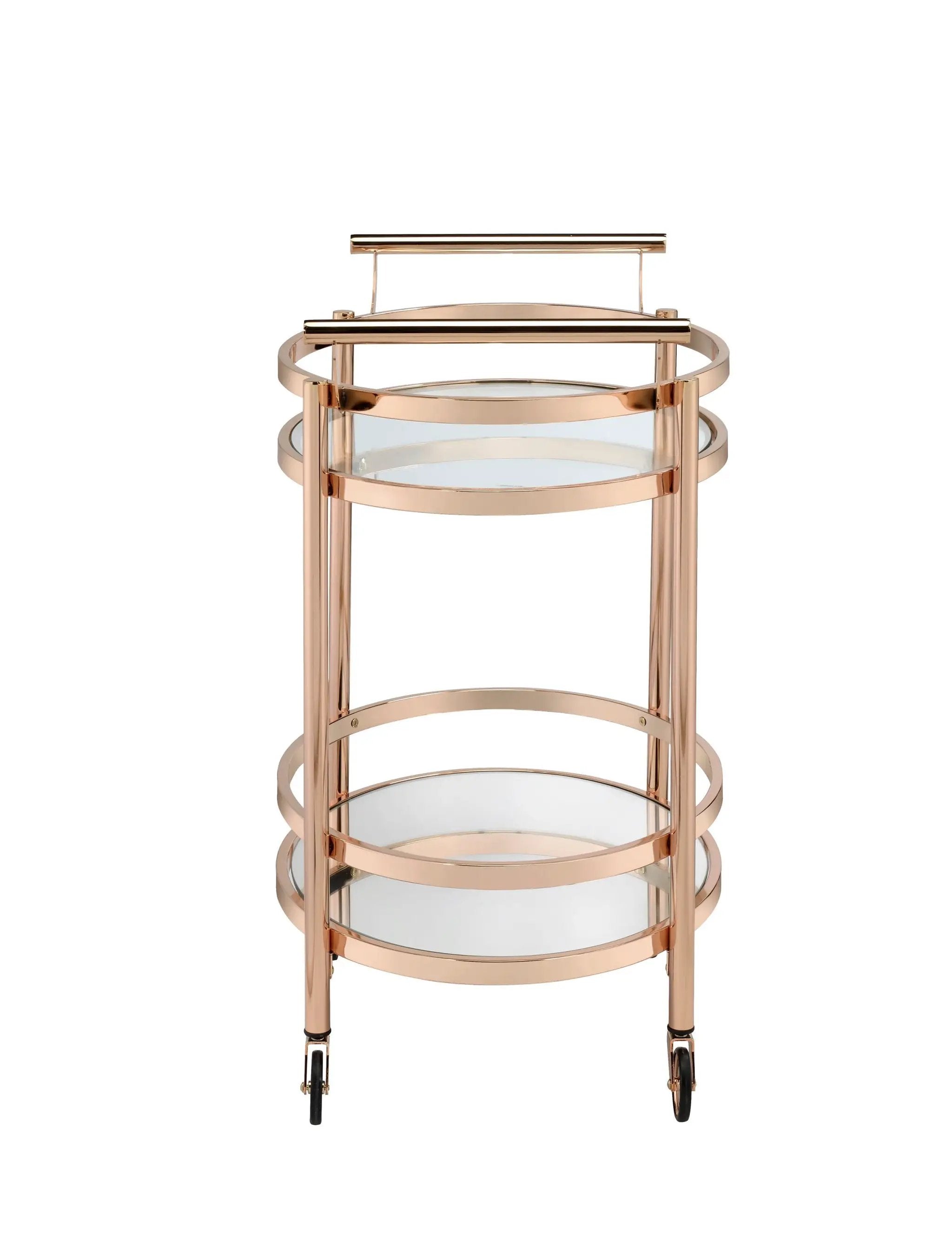 Lakelyn Clear Glass & Rose Gold Finish Serving Cart by HouseOfZazla