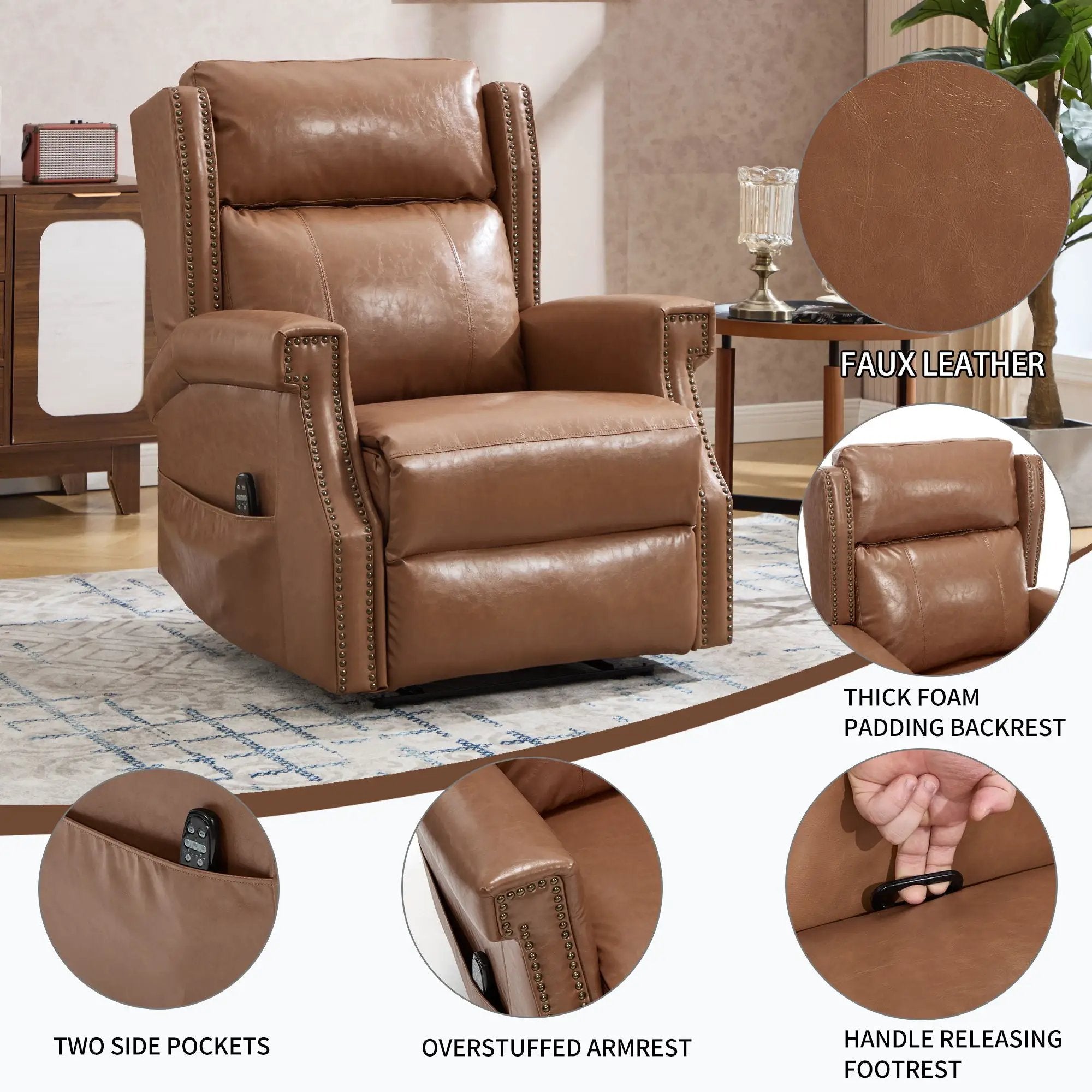 Manual Recliner Chair With Heavy Duty Motion Mechanism, 8 Vibrating Nodes And 3 Massage Modes For Living Room by HouseOfZazla