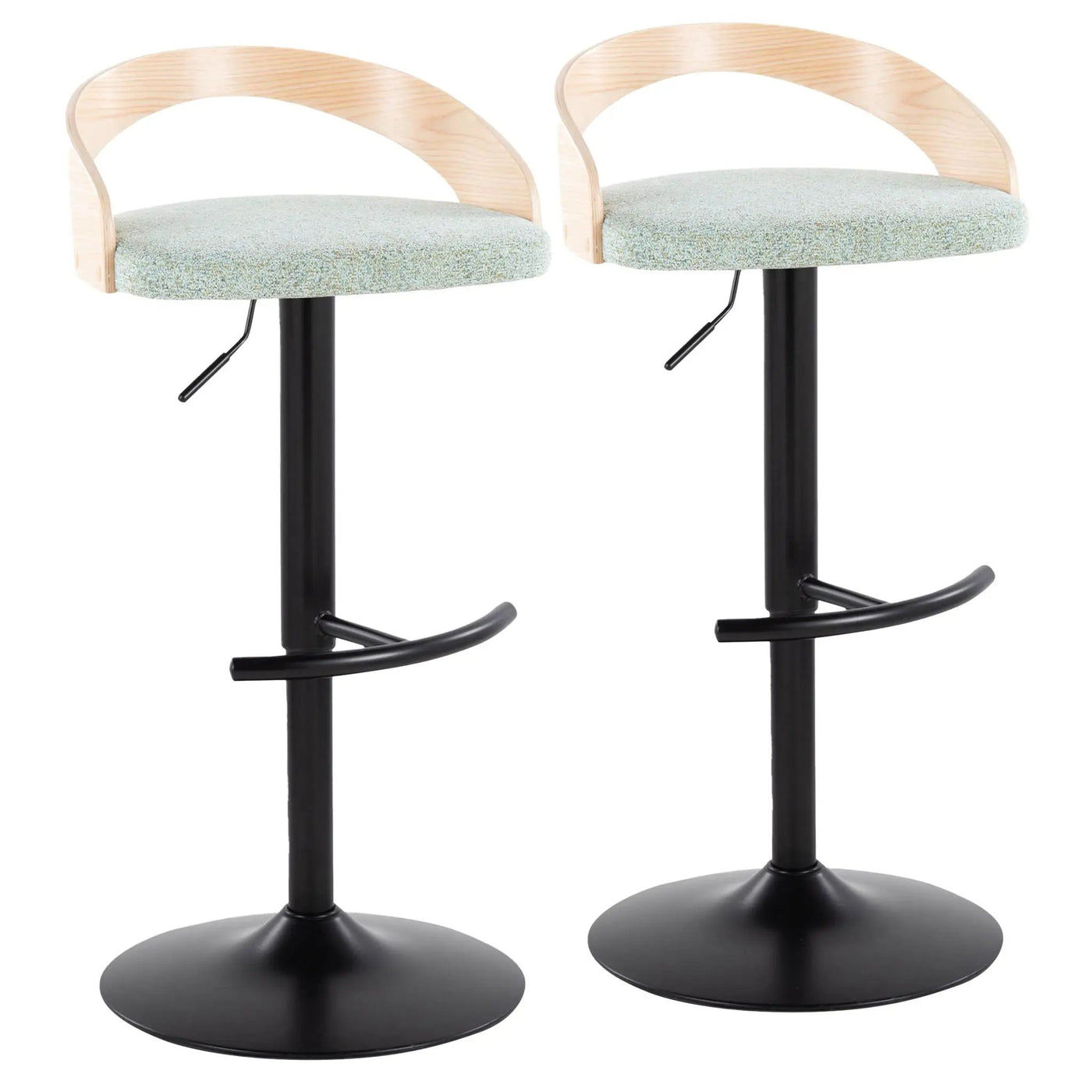 Grotto - Contemporary Adjustable Barstool With Swivel & Rounded T Footrest (Set of 2) by HouseOfZazla