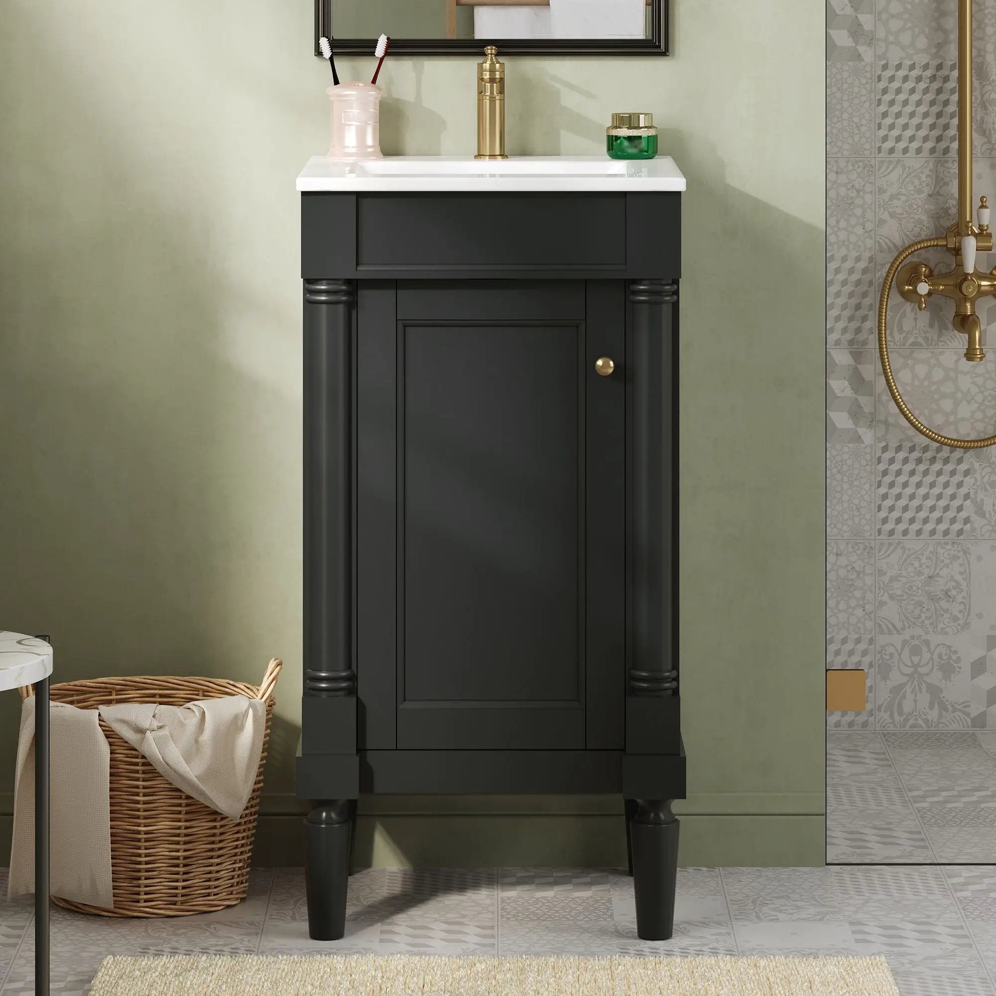 French Style Bathroom Cabinet With Sink, Adjustable Shelf by Unique Piece Furniture