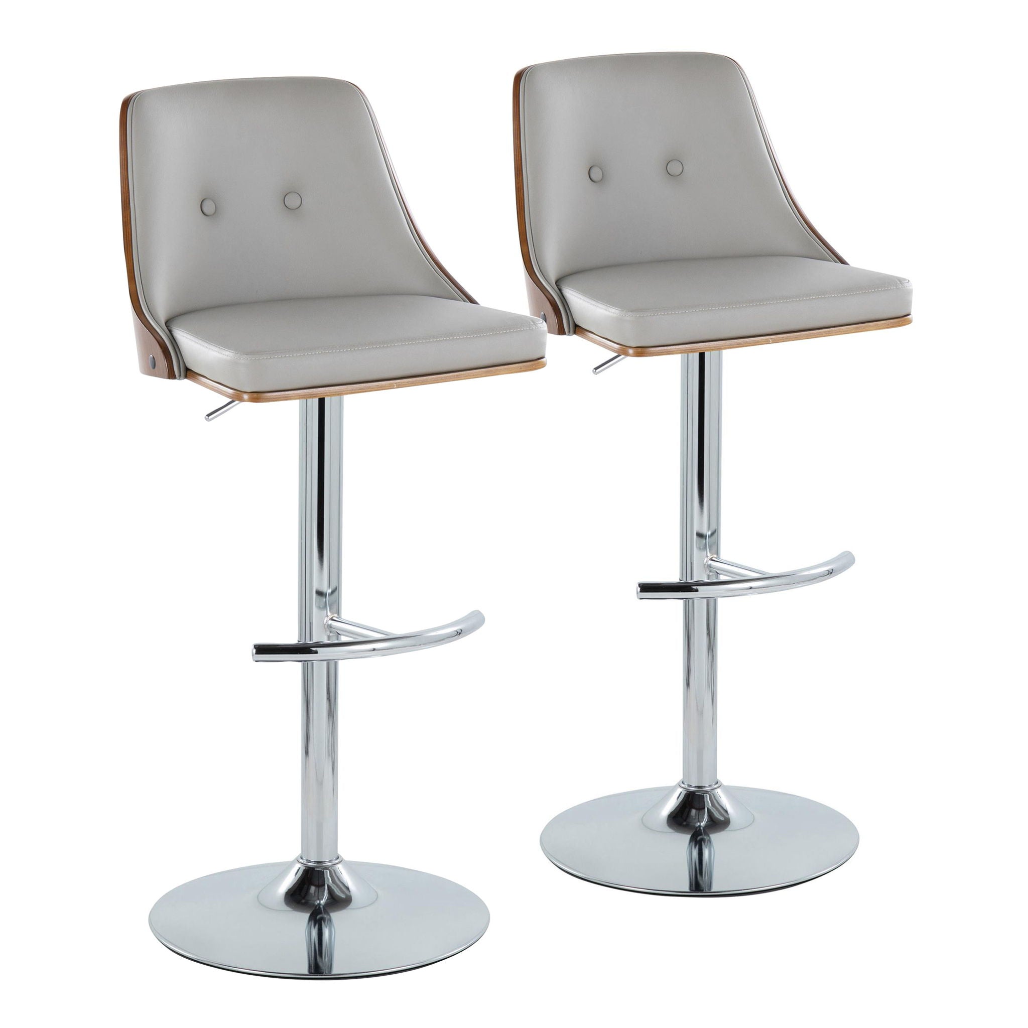 Gianna - Mid Century Modern Adjustable Barstool With Swivel With Rounded T Footrest (Set of 2) by Unique Piece Furniture