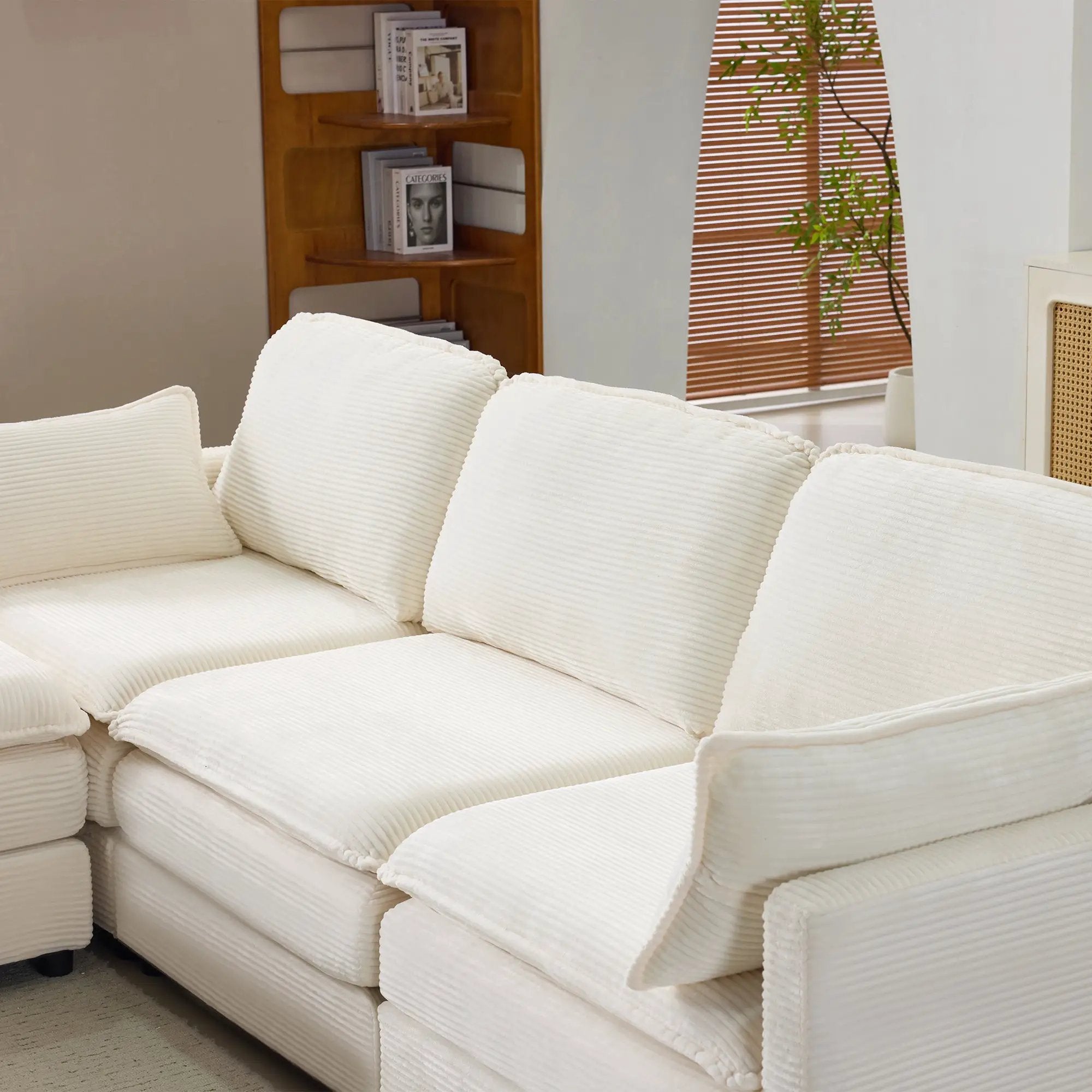 104" Plush Cloud 3 Seater Sofa: Modular Design with Ottoman by HouseOfZazla