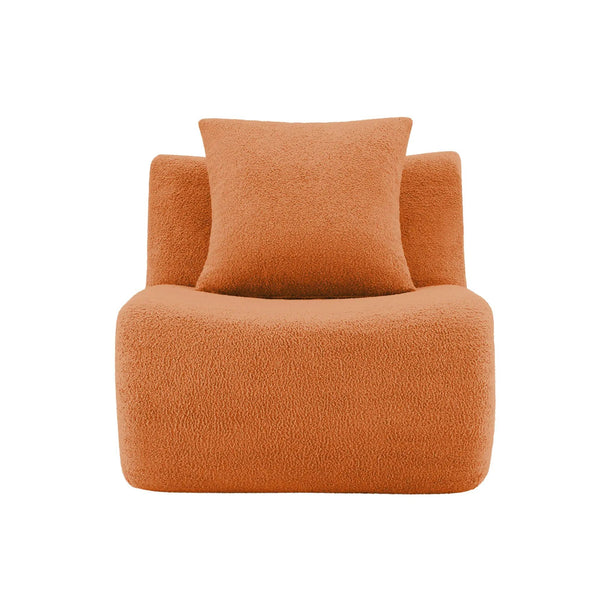 Armless Sofa With Pillow Teddy Fabric - Orange, photo 2 of 6
