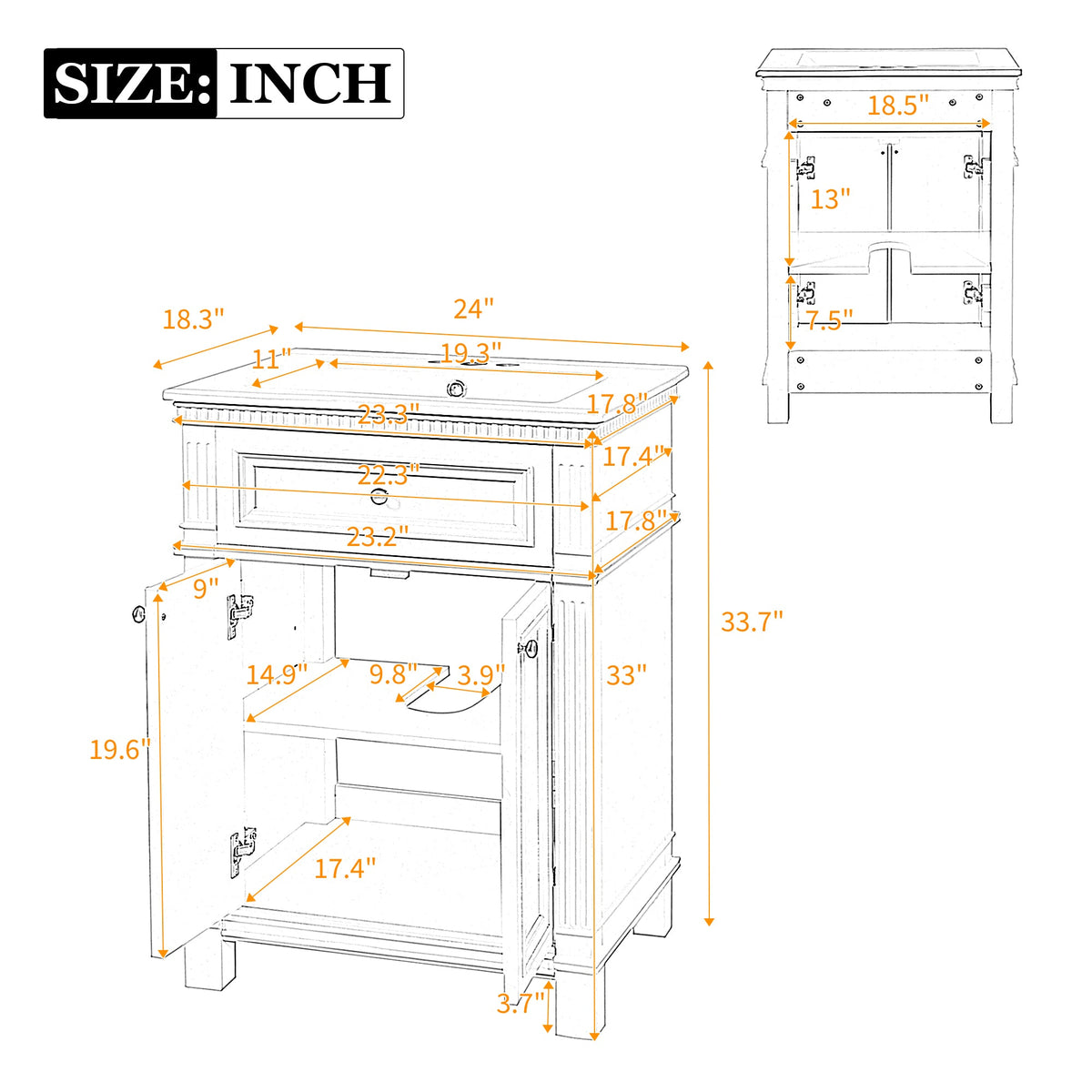 24'' Vintage Elegance Bathroom Cabinet, photo 10 of 10