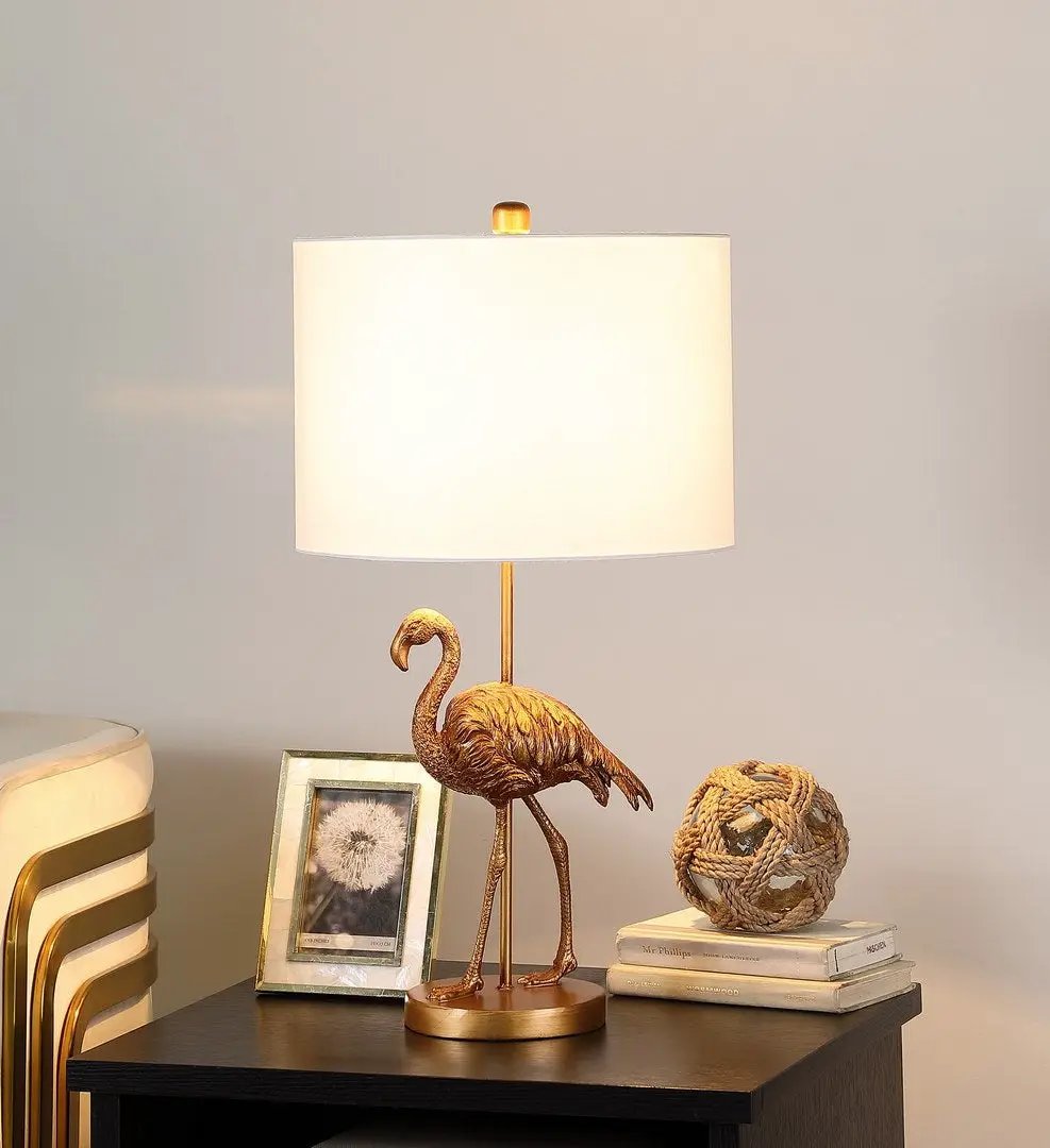 26" Matte Gold Flamingo Resin Table Lamp by HouseOfZazla