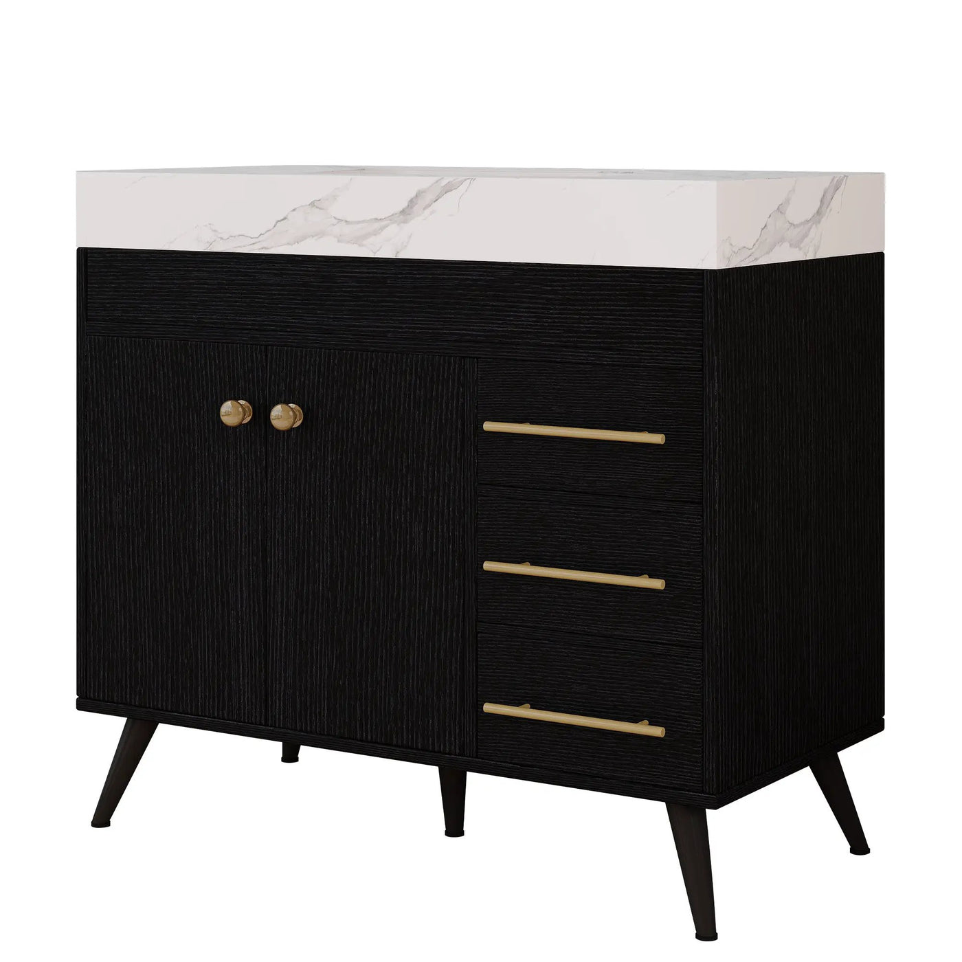 36" Freestanding Bathroom Vanity with Ceramic Sink and Faux Marble Top by HouseOfZazla